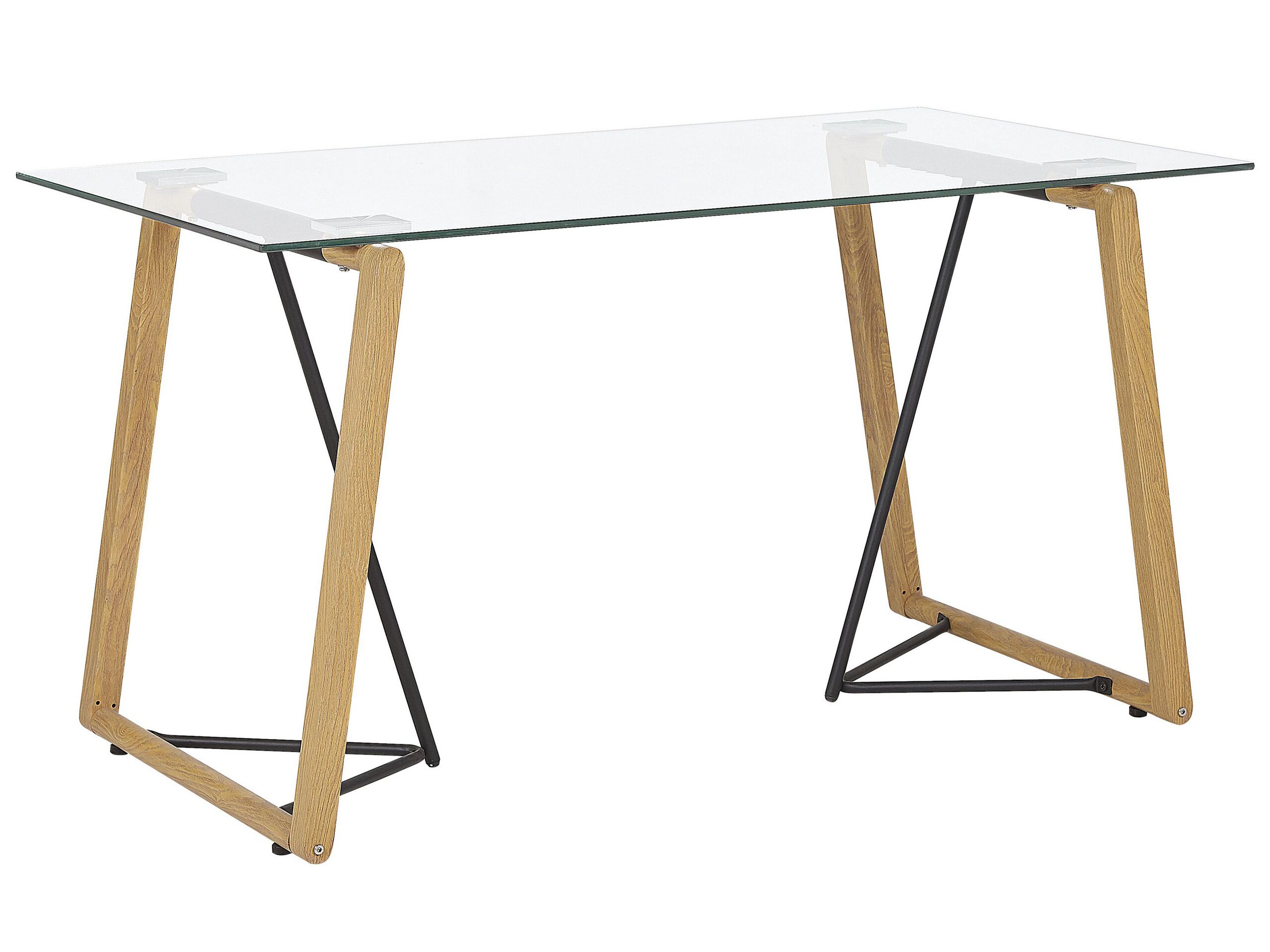 Glass Top Dining Table 140 x 80 cm Light Wood TACOMA - Gemini Interiors