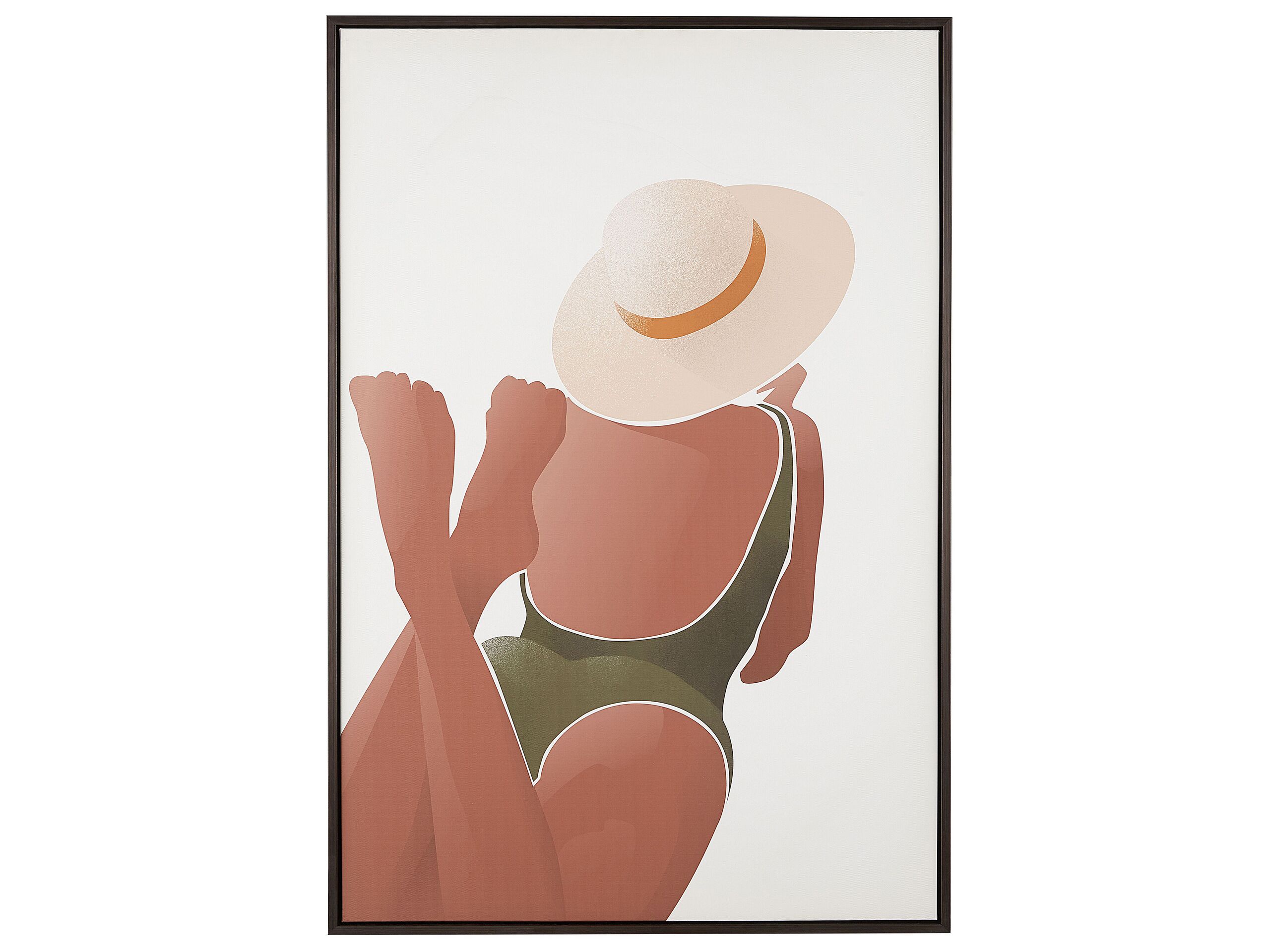 Female Framed Canvas Wall Art 63 x 93 cm Brown and White FELTRINA - Gemini Interiors