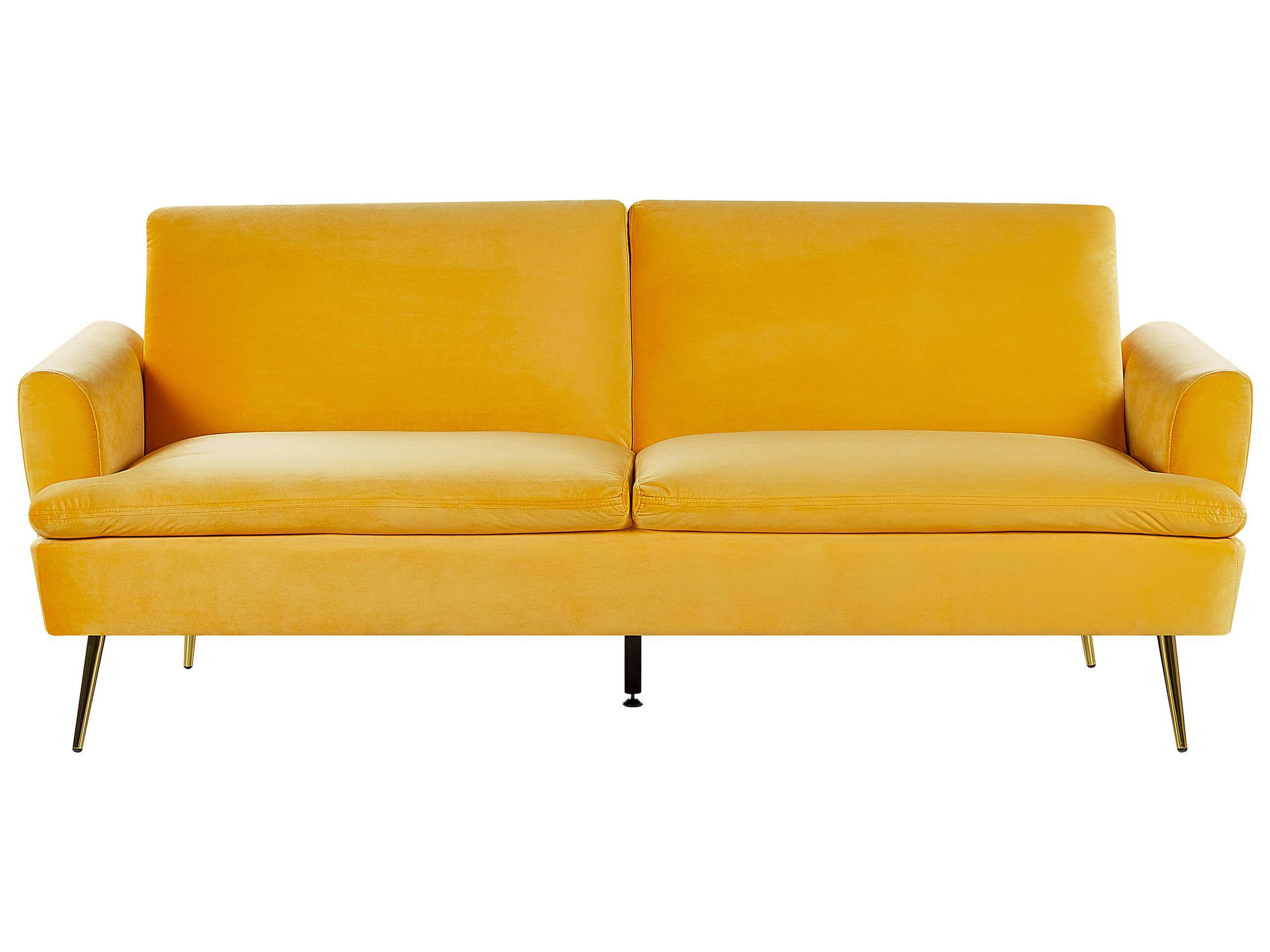 Velvet Sofa Bed Yellow VETTRE - Gemini Interiors