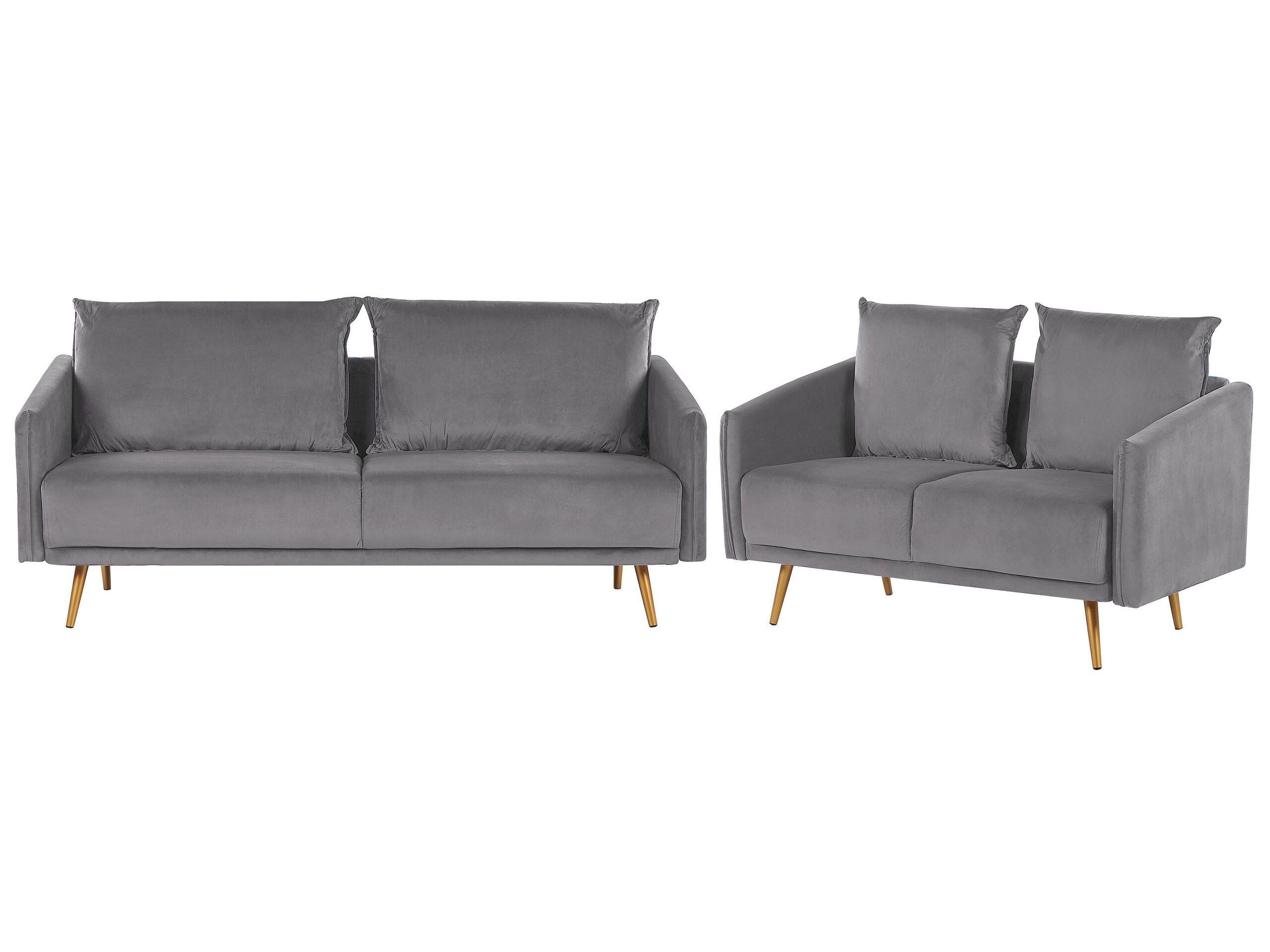 Velvet Sofa Set Grey MAURA - Gemini Interiors