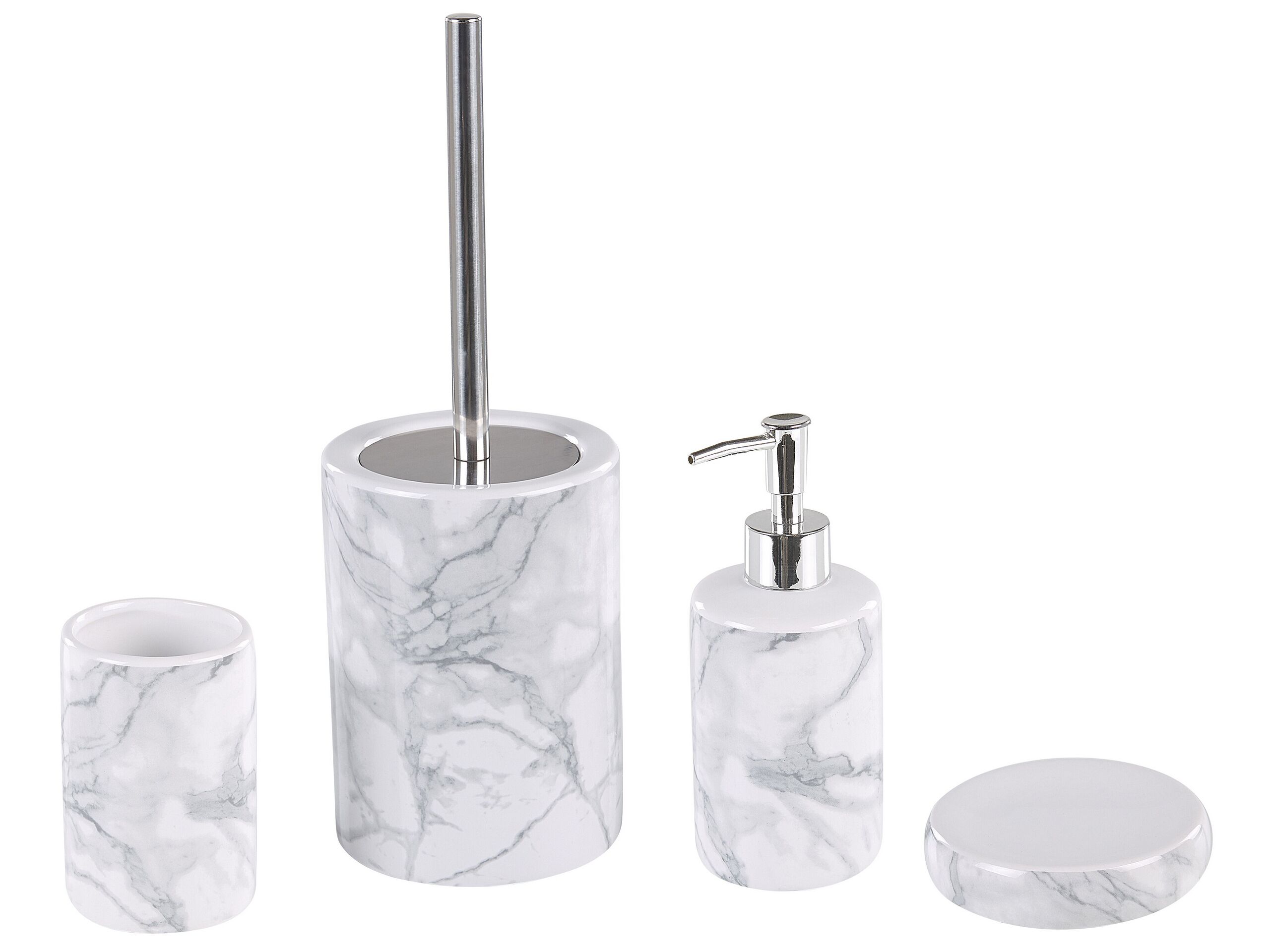 Ceramic 4-Piece Bathroom Accessories Set White ARAUCO - Gemini Interiors