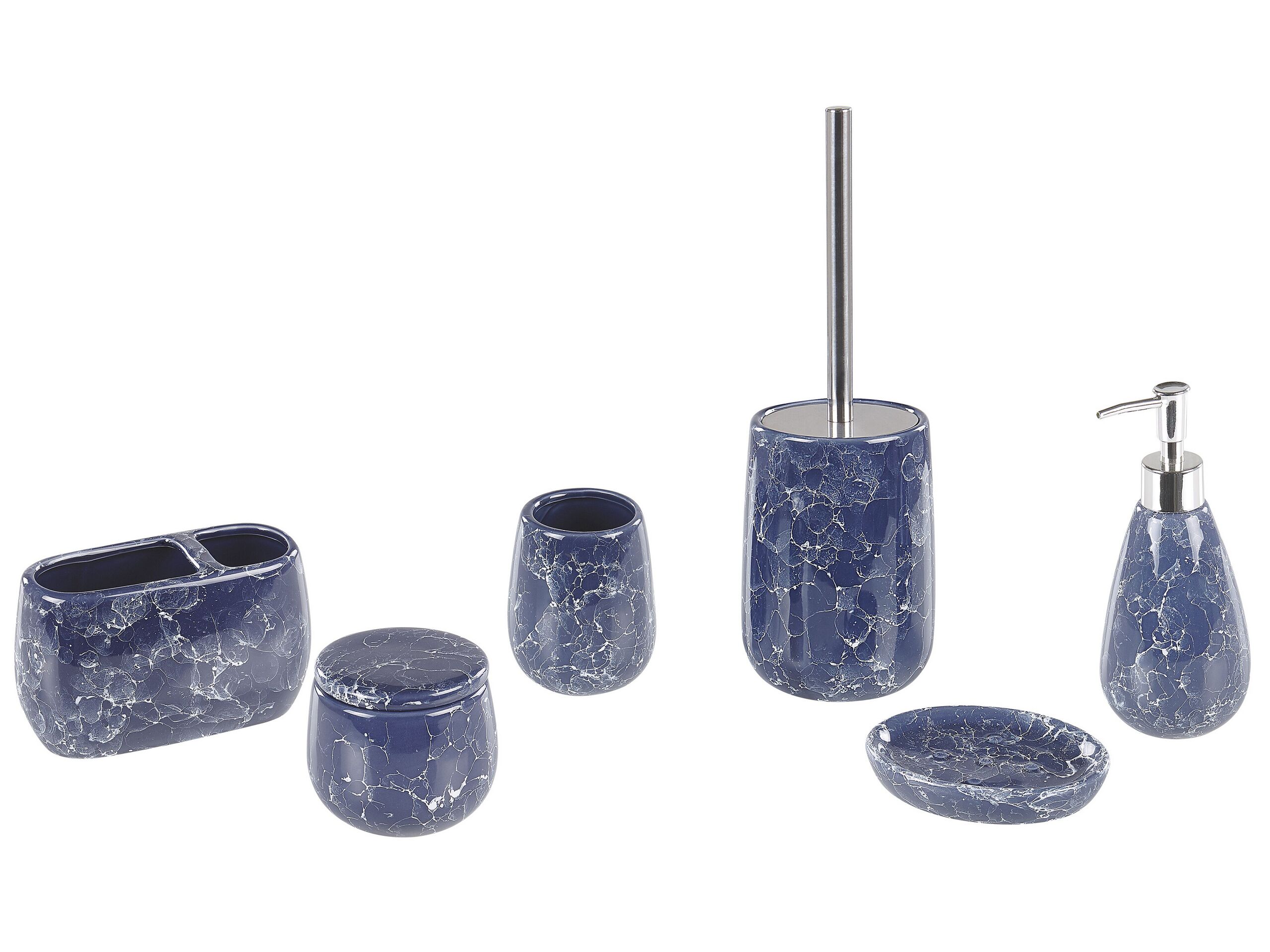 Ceramic 6-Piece Bathroom Accessories Set Blue ANTUCO - Gemini Interiors