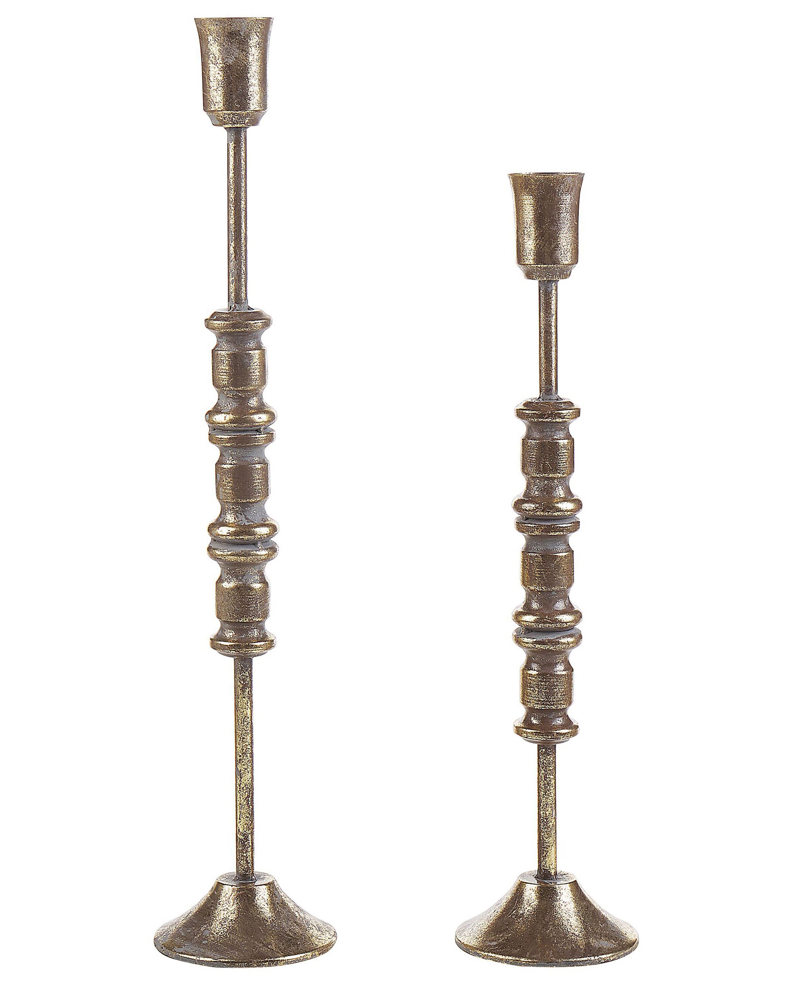 Set of 2 Metal Candlesticks Gold - Gemini Interiors