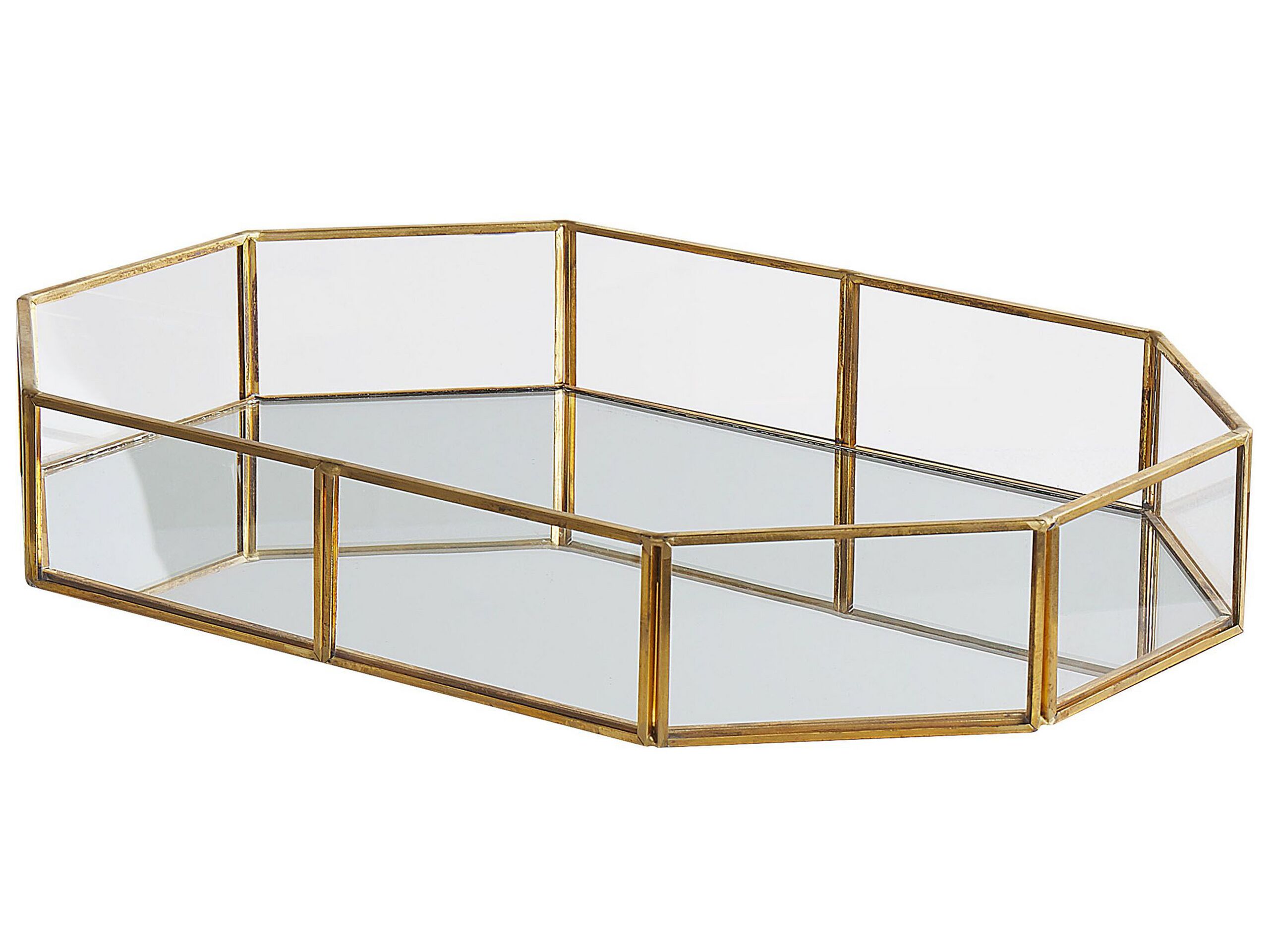 Mirrored Decorative Tray Gold - Gemini Interiors