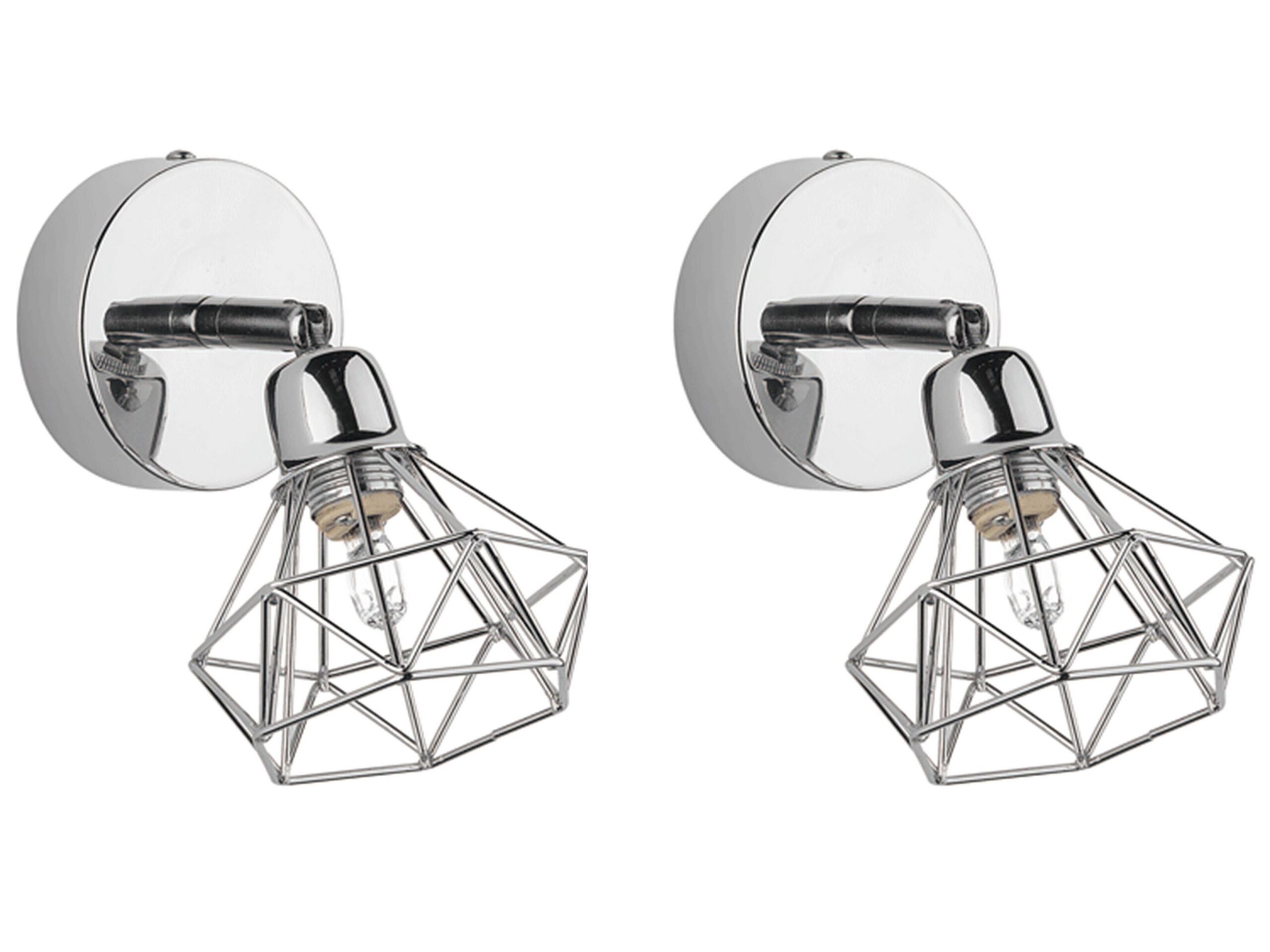 Set of 2 Metal Spotlight Lamps Silver ERMA - Gemini Interiors