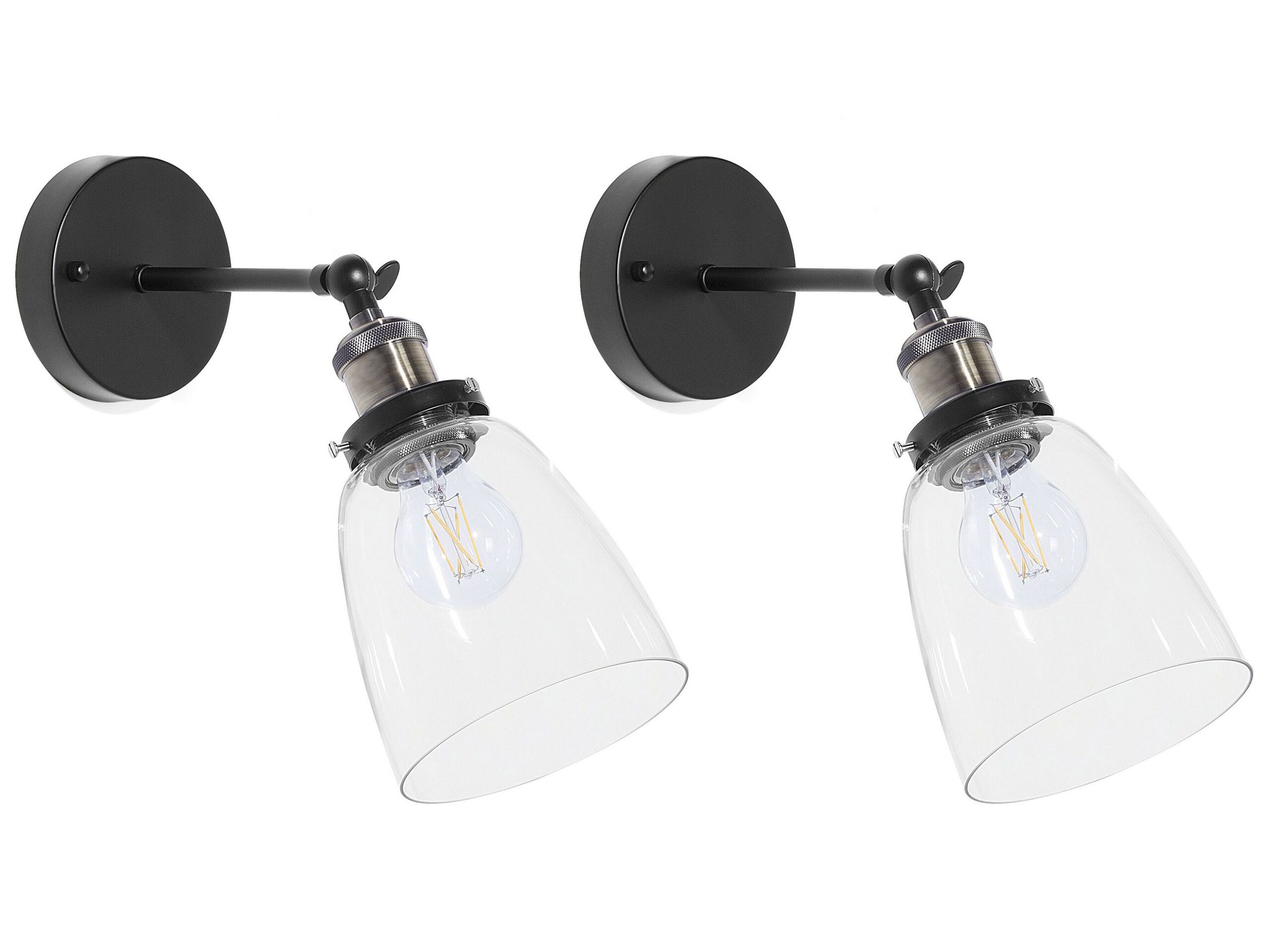 Set of 2 Glass Wall Lamp Transparent LOVAT - Gemini Interiors