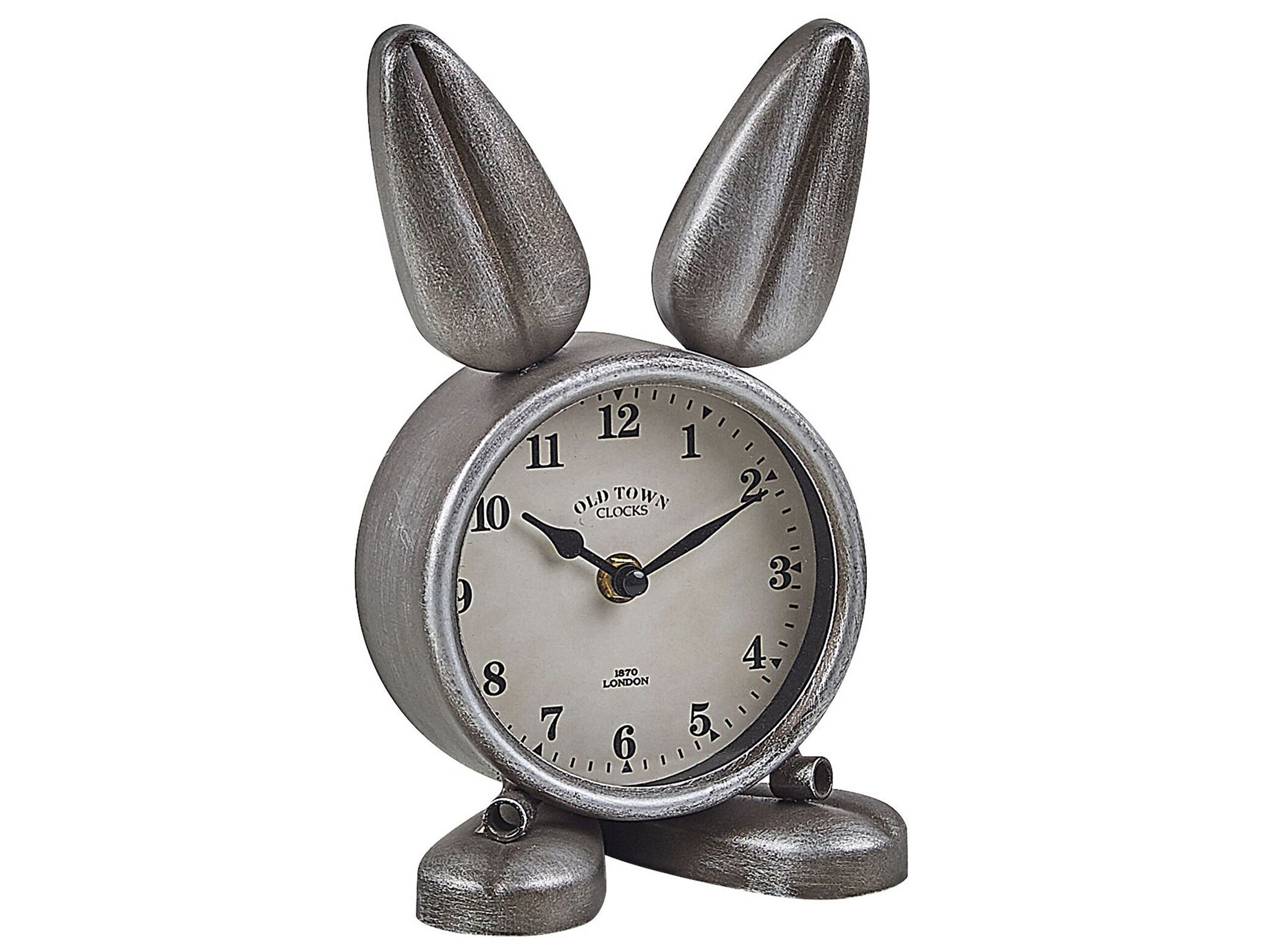 Iron Table Clock Bunny Silver THUSIS - Gemini Interiors