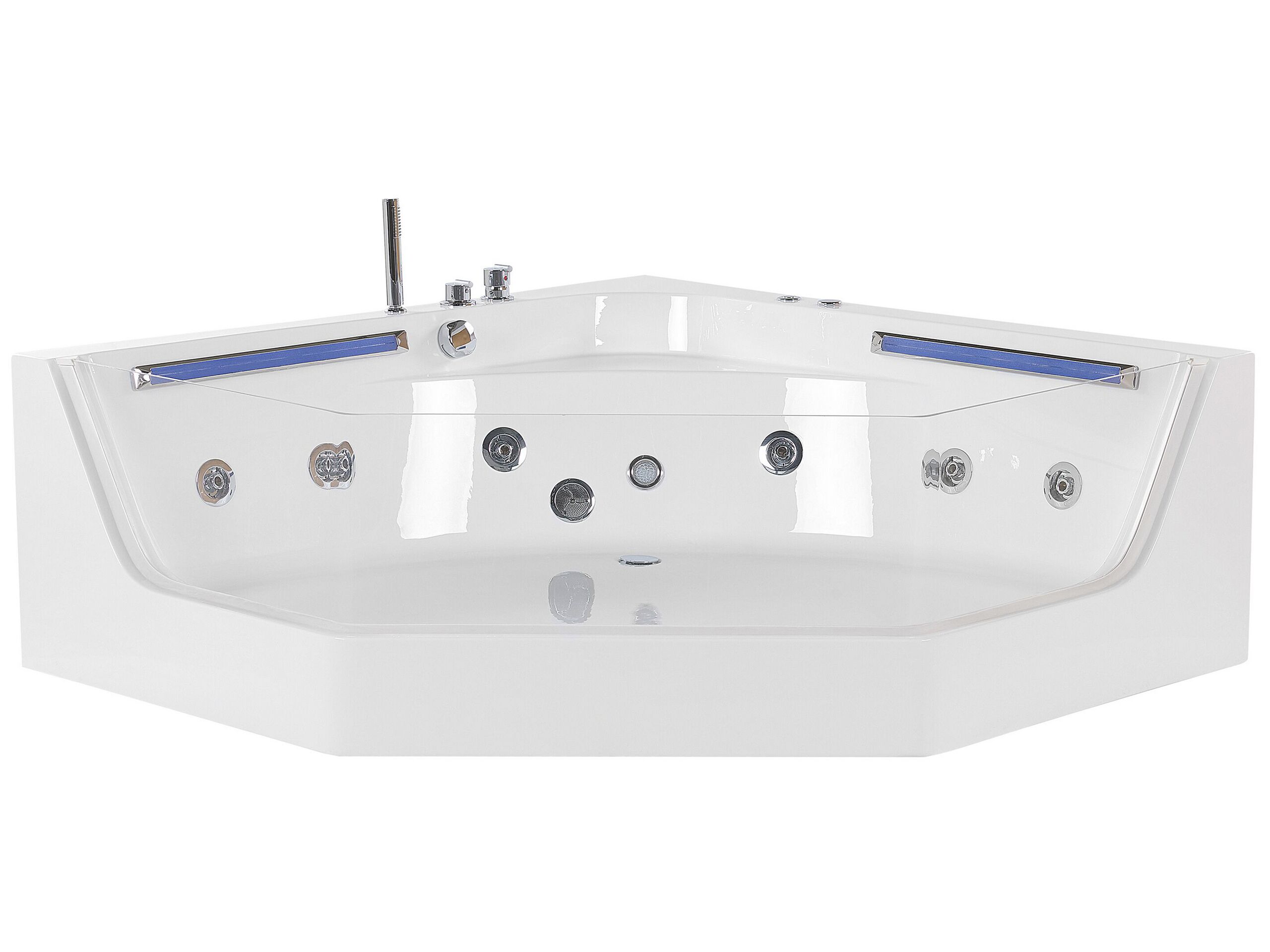 Whirlpool Bath with LED 2110 x 1500 mm White CACERES - Gemini Interiors