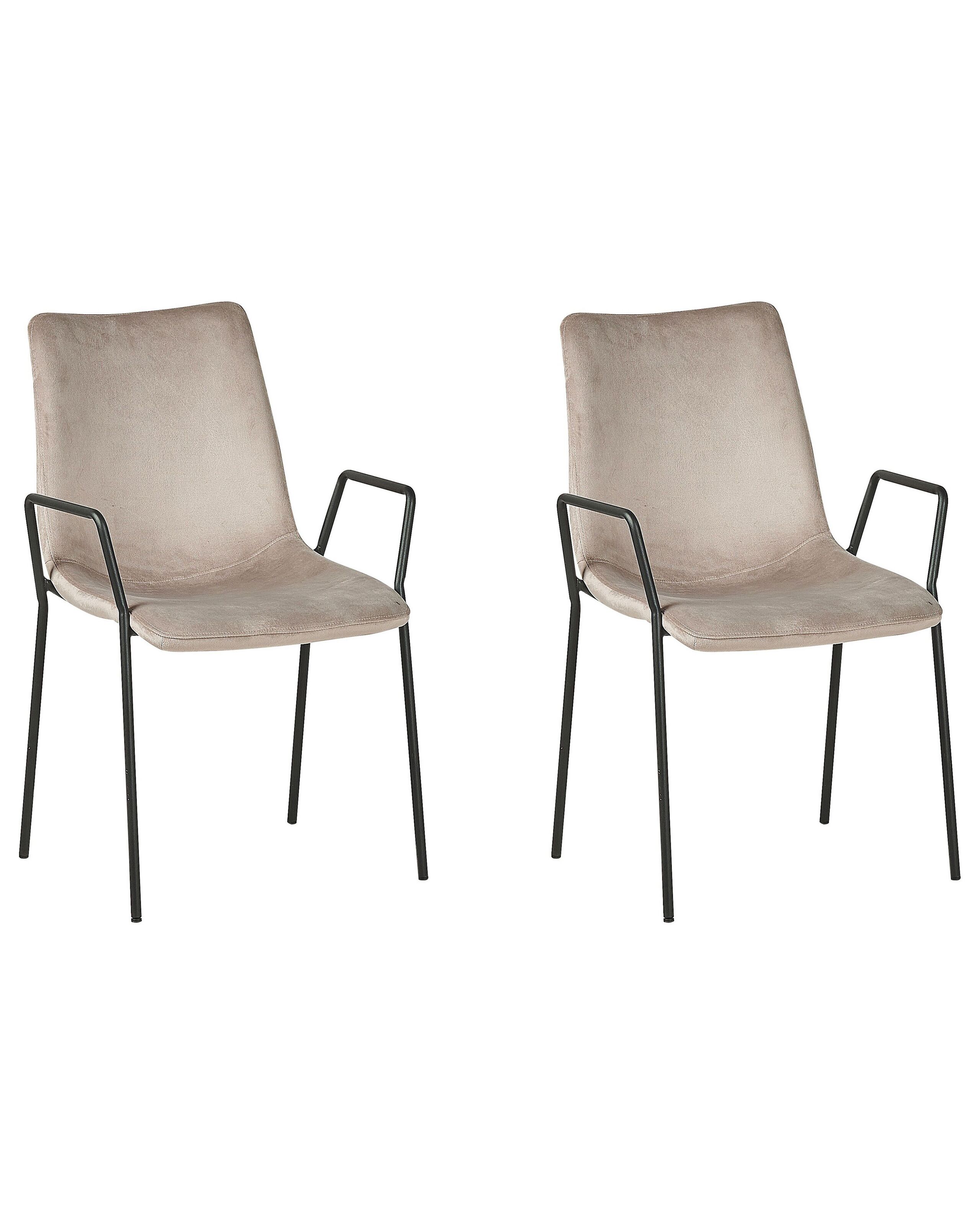 Set of 2 Velvet Dining Chairs Taupe JEFFERSON - Gemini Interiors