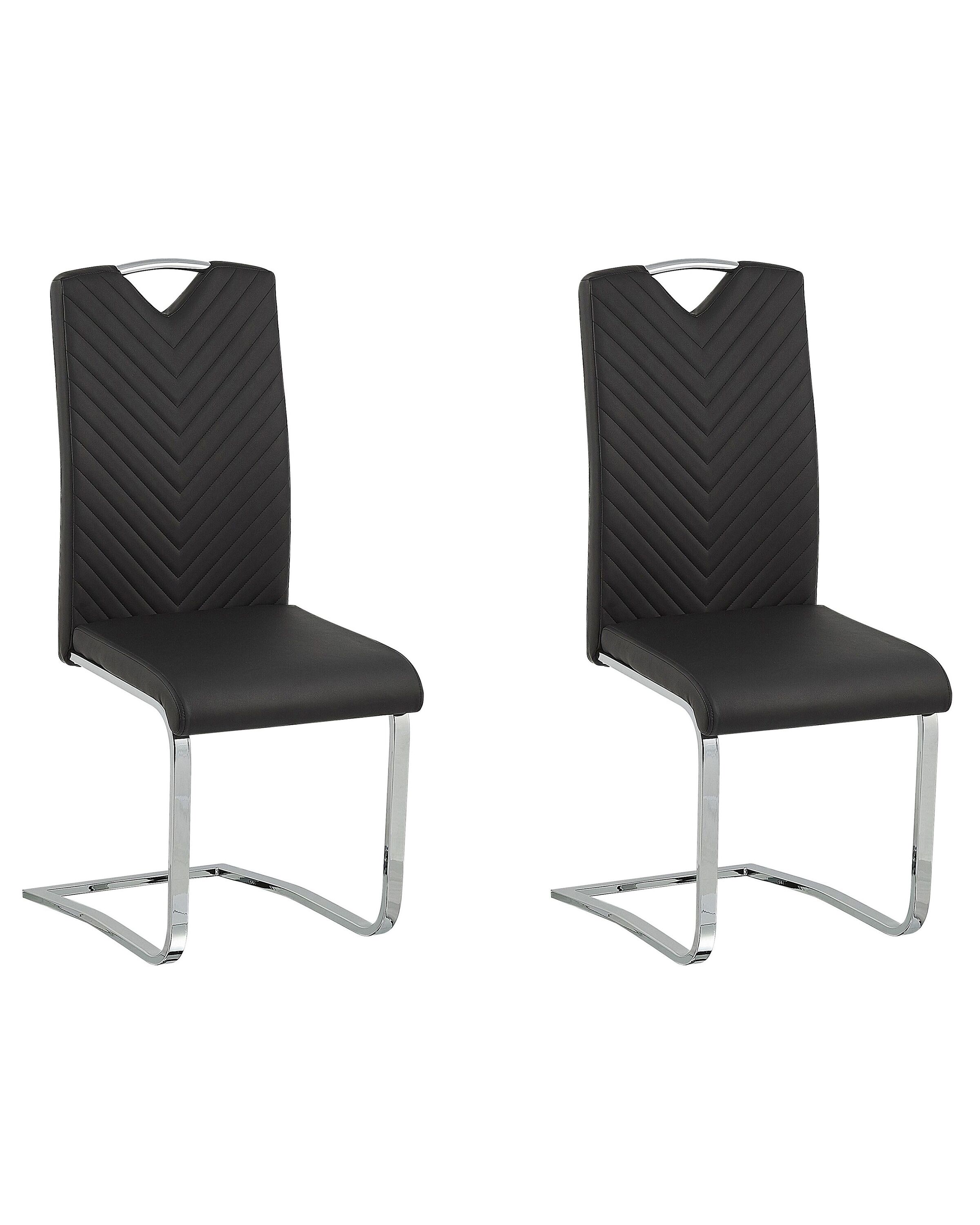 Set of 2 Faux Leather Dining Chairs Black PICKNES - Gemini Interiors