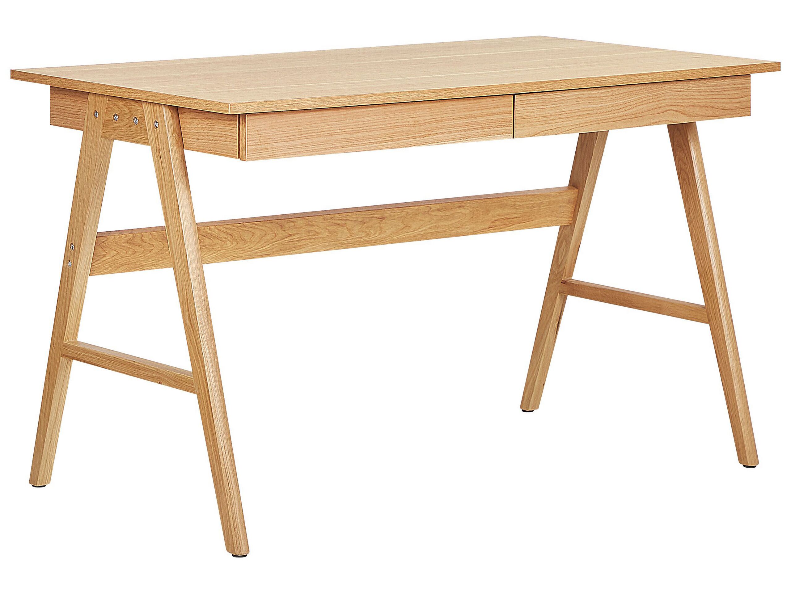 2 Drawer Home Office Desk 120 x 70 cm Light Wood SHESLAY - Gemini Interiors