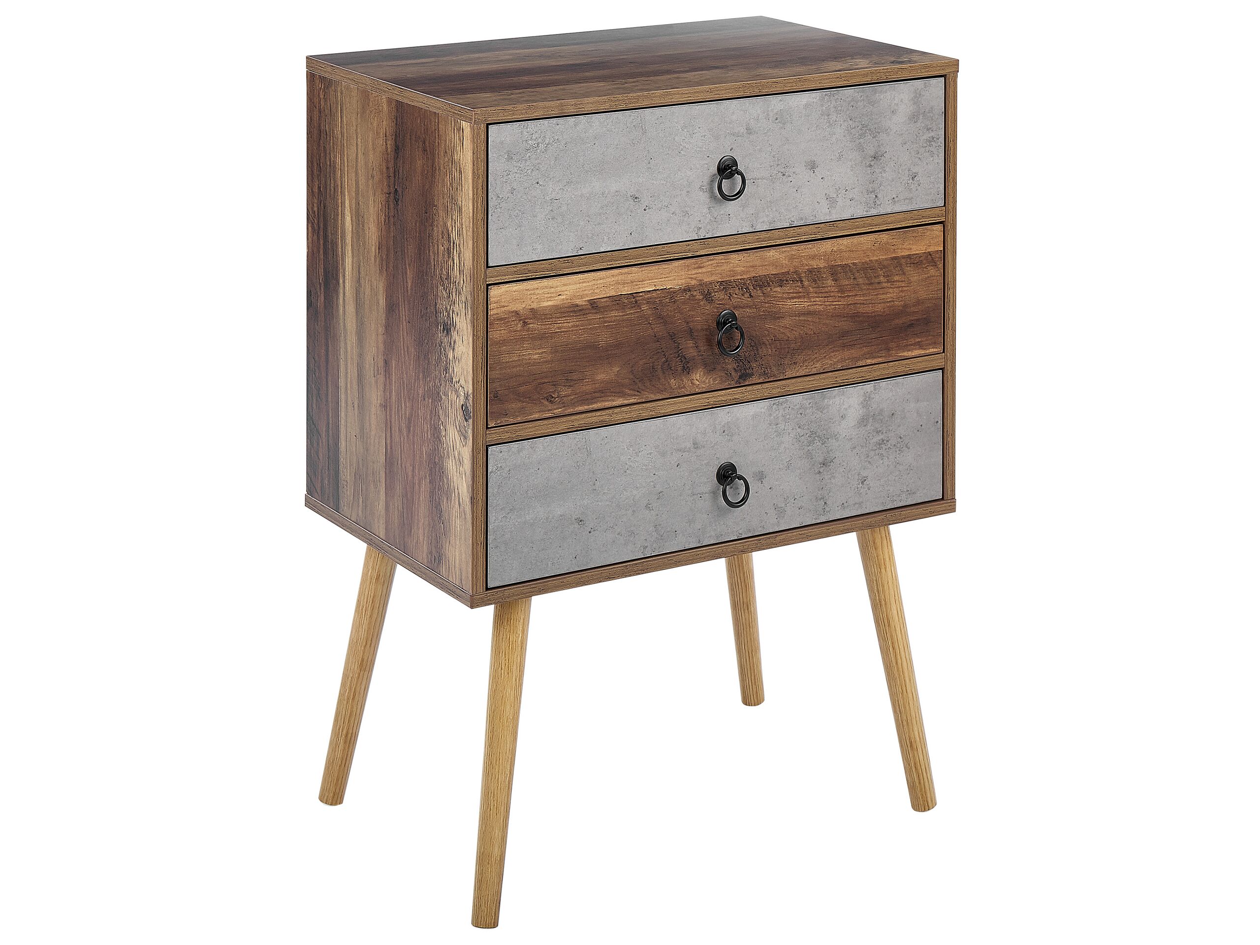3 Drawer Sideboard Dark Wood with Grey BATLEY - Gemini Interiors