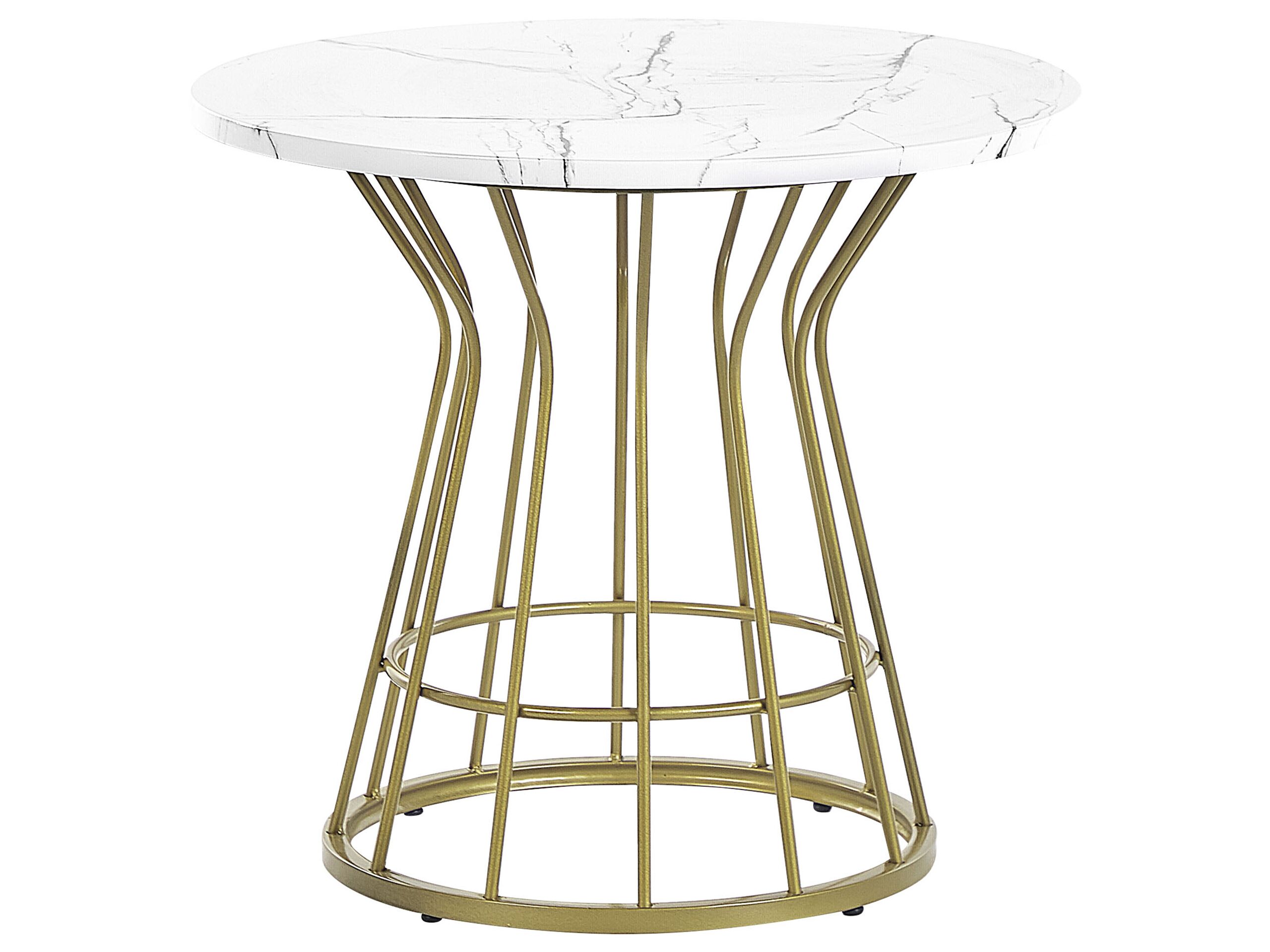 Wire Frame Marble Effect Coffee Table White with Gold CONCAN - Gemini Interiors