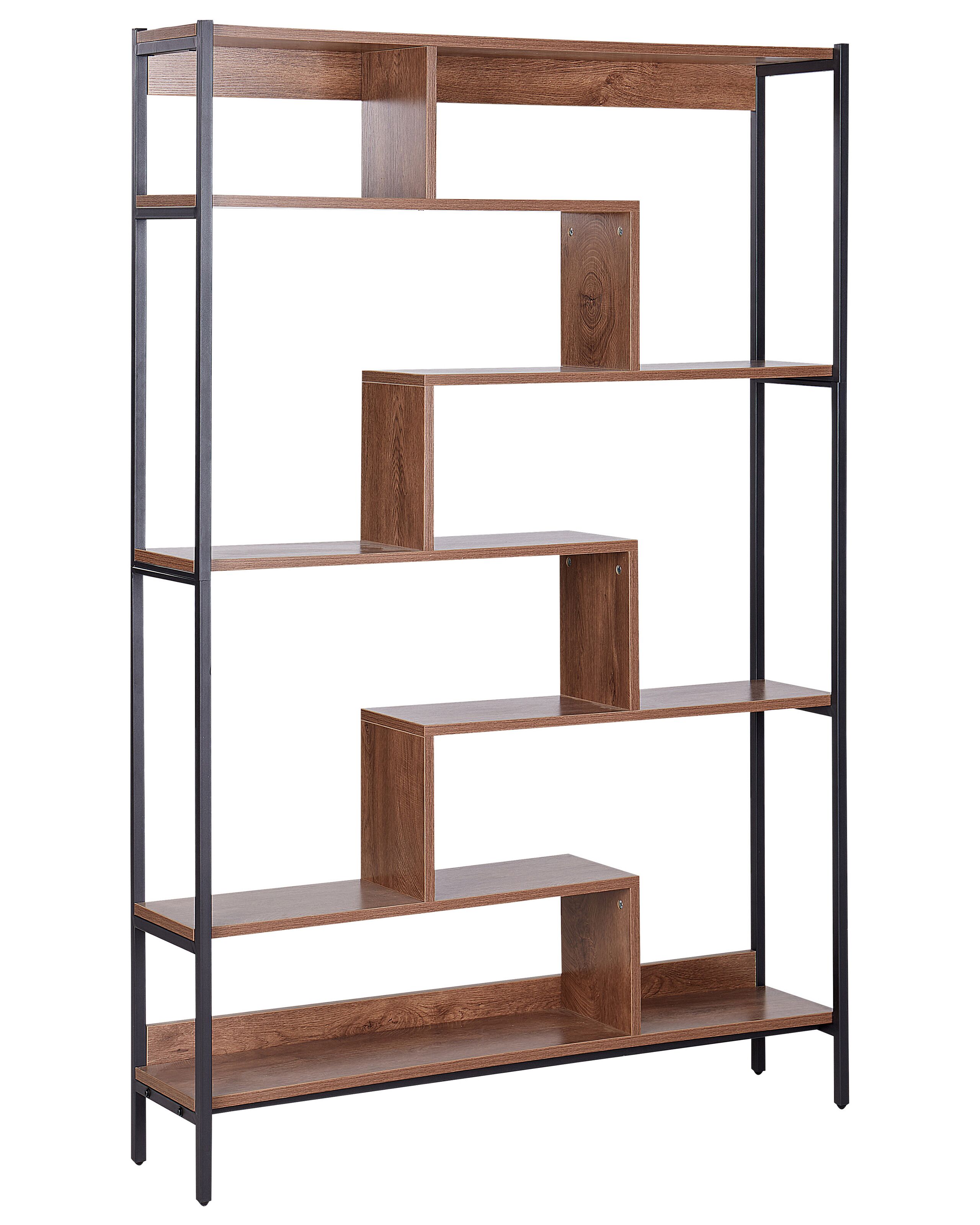 6 Tier Bookcase Dark Wood DAVEN - Gemini Interiors
