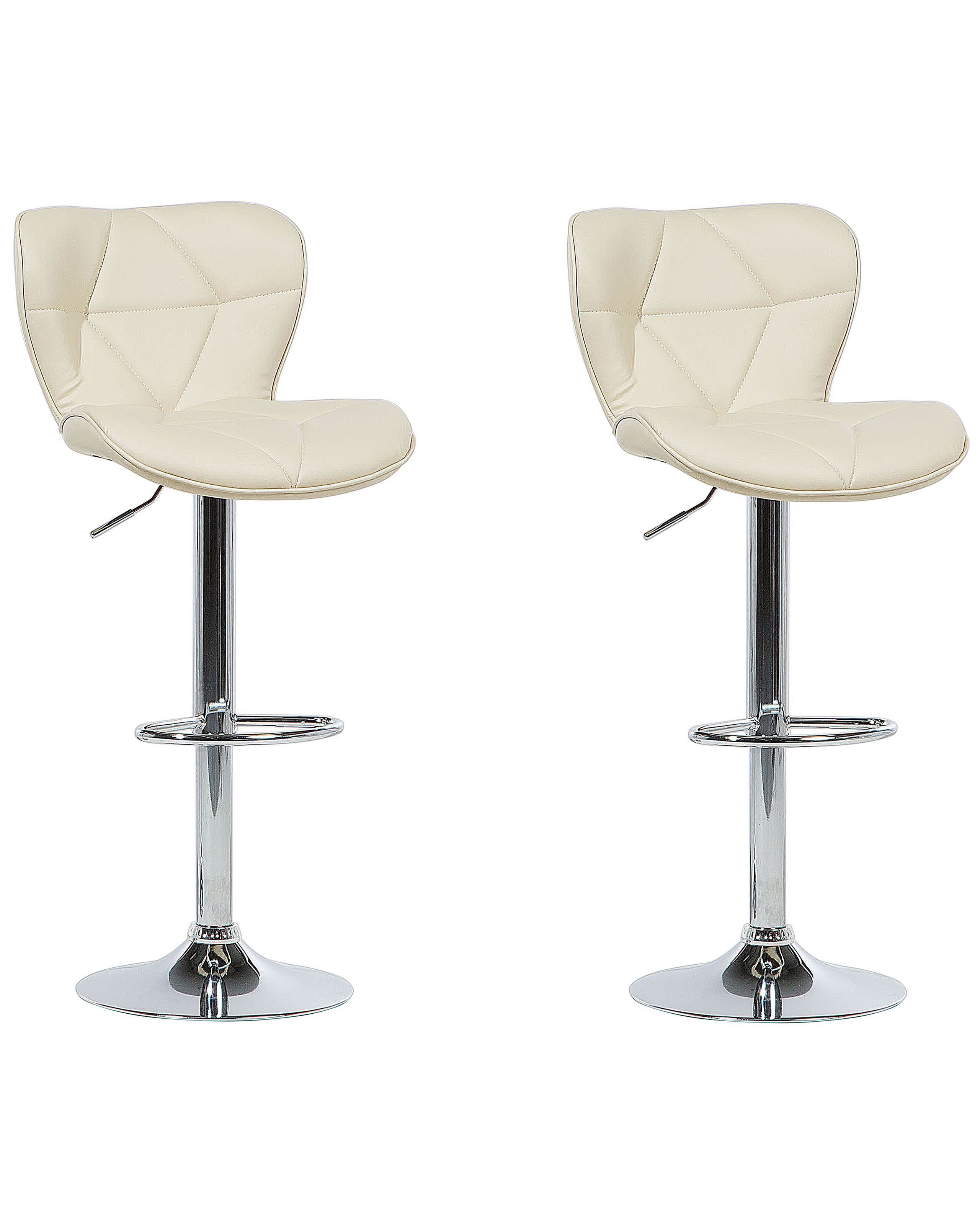 Set of 2 Faux Leather Swivel Bar Stool Beige VALETTA - Gemini Interiors
