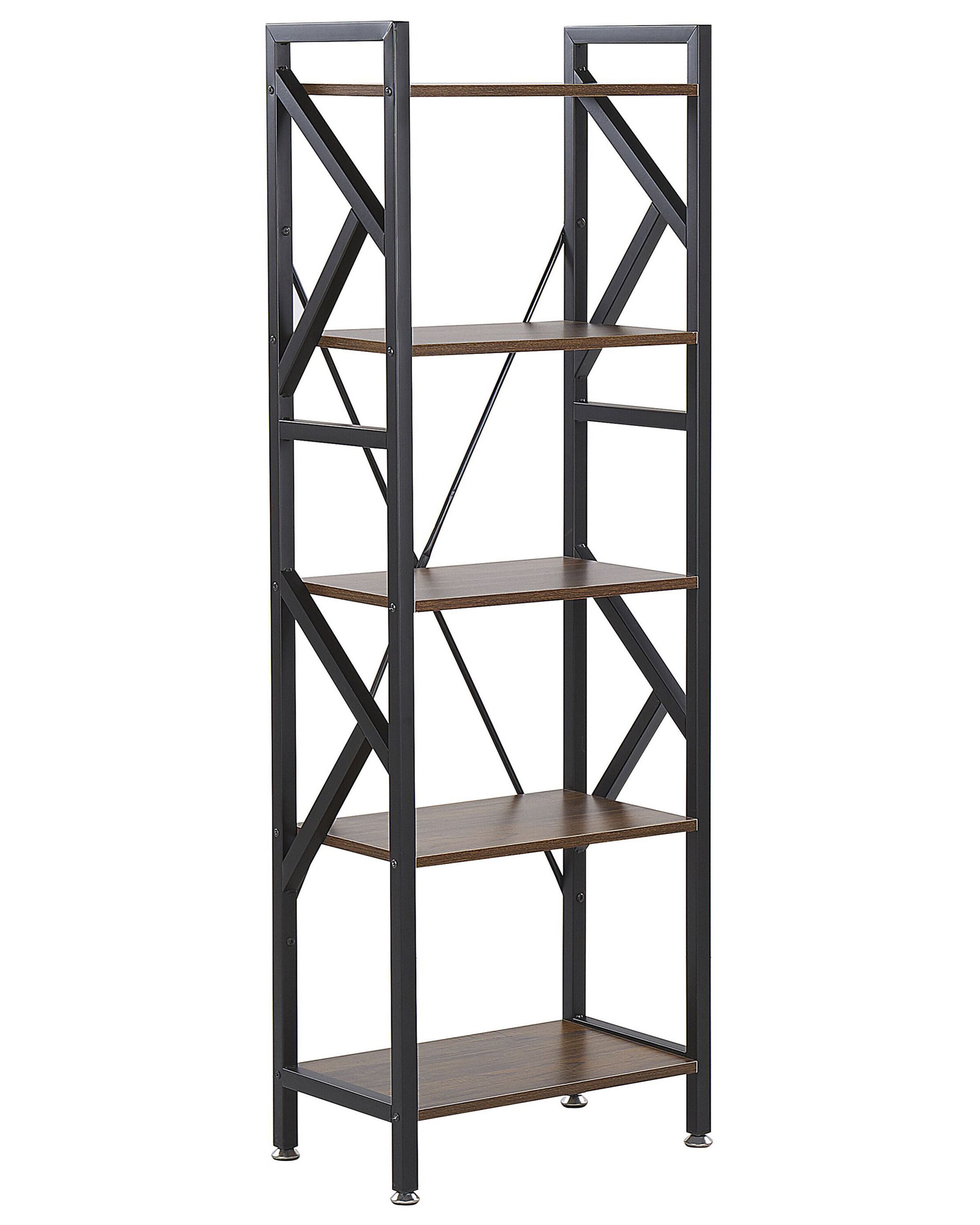 5 Tier Bookcase Dark Wood DALE - Gemini Interiors