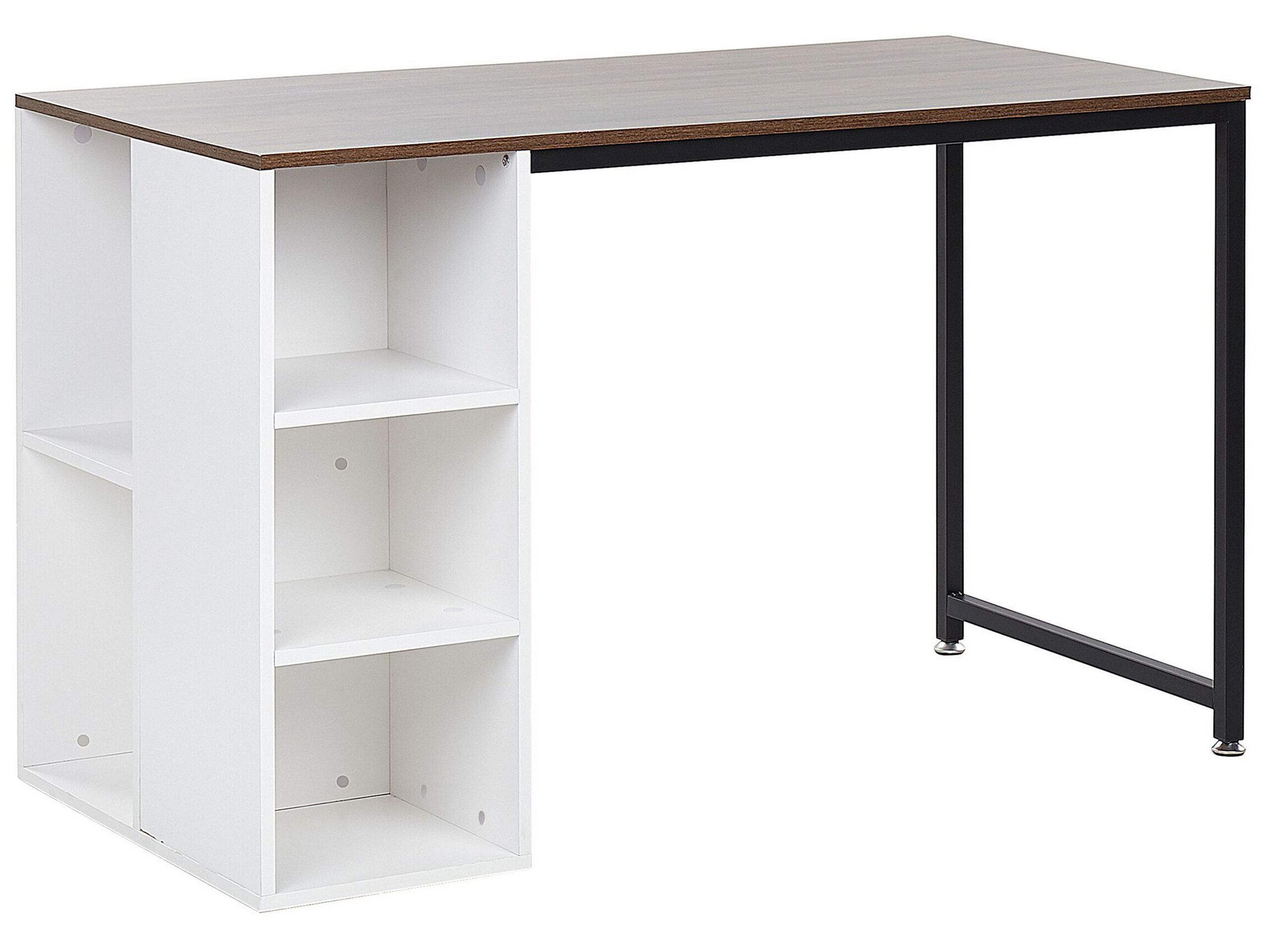 Home Office Desk with Shelves 120 x 60 cm Dark Wood and White DESE - Gemini Interiors