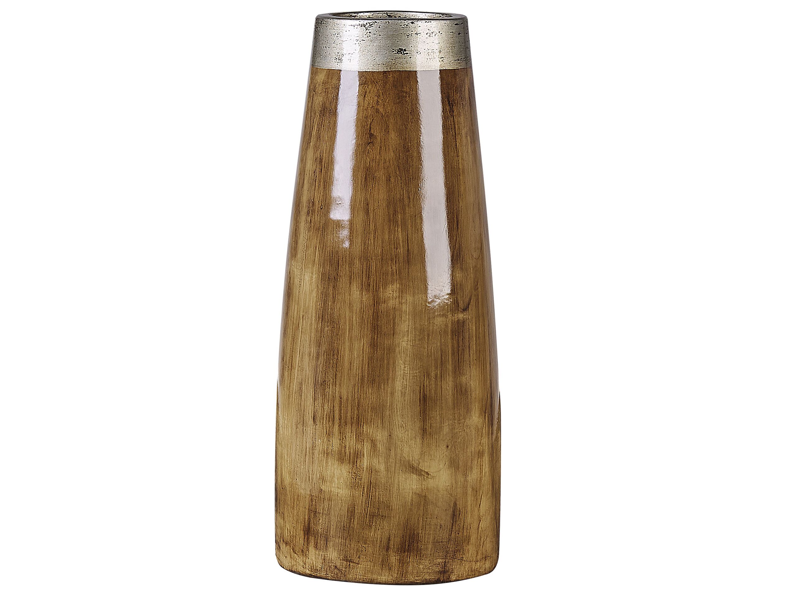 Terracotta Decorative Vase 50 Dark Wood Silver - Gemini Interiors