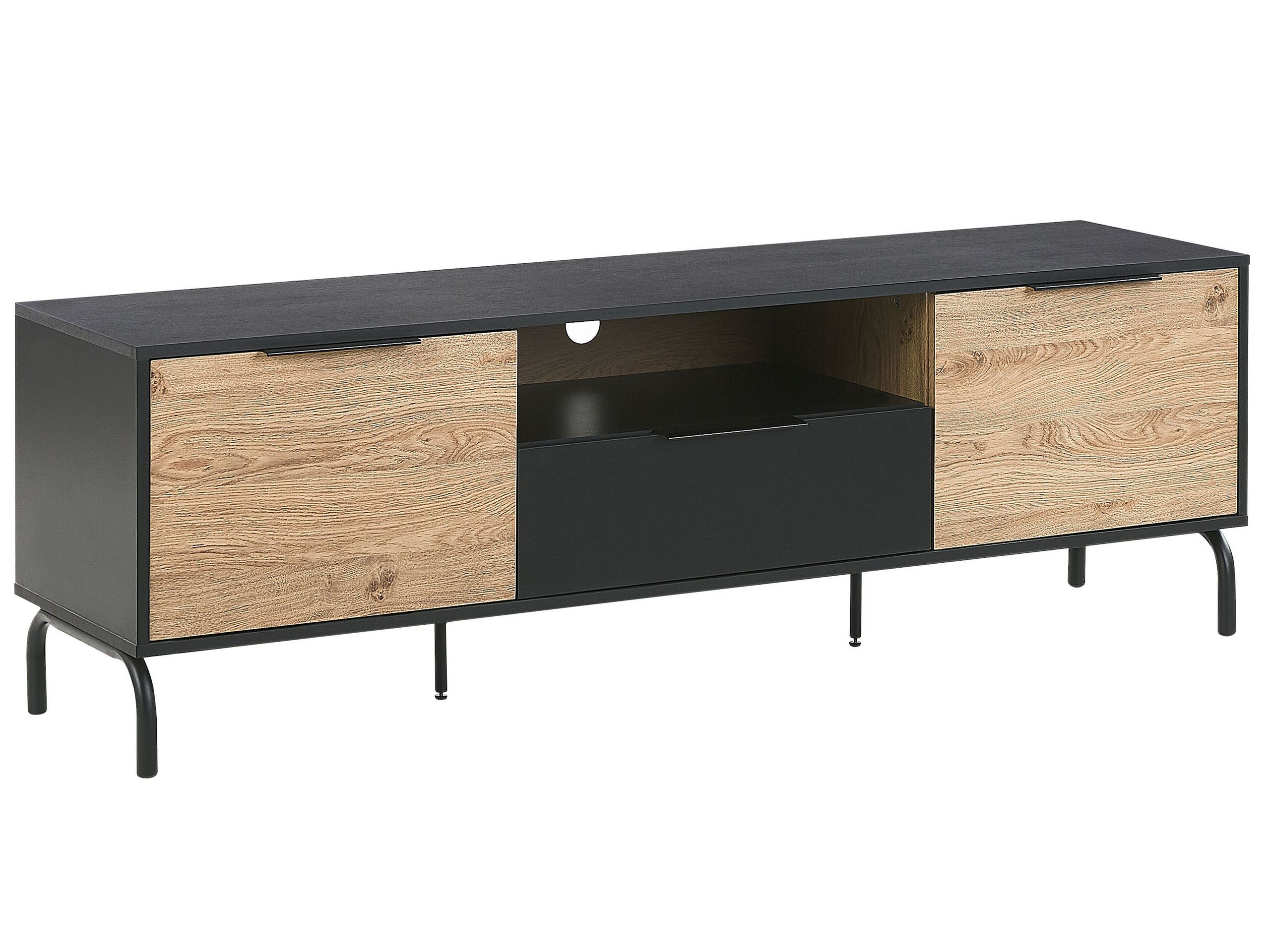 TV Stand Black with Light Wood ARKLEY - Gemini Interiors