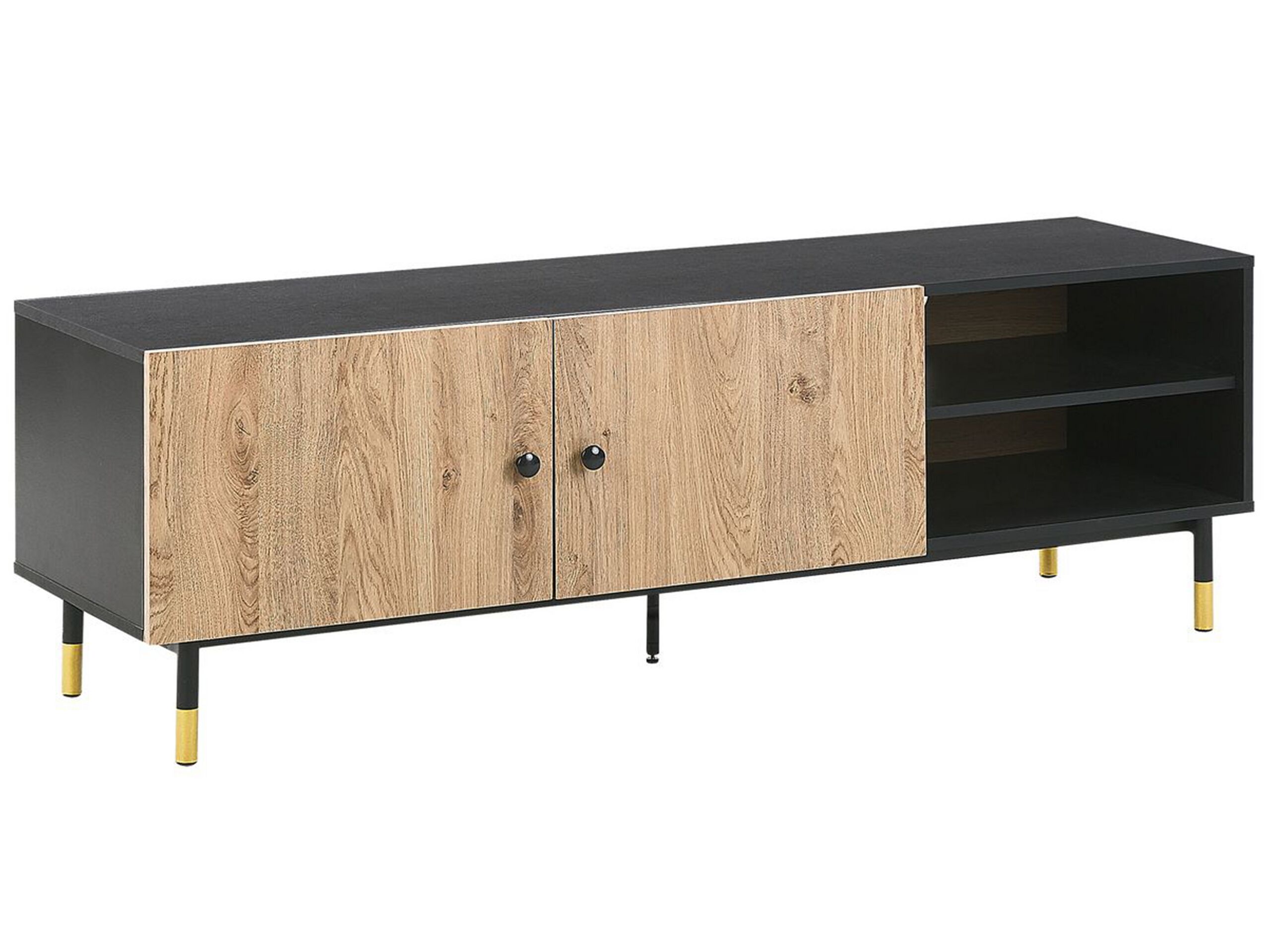 TV Stand Black with Light Wood ABILEN - Gemini Interiors