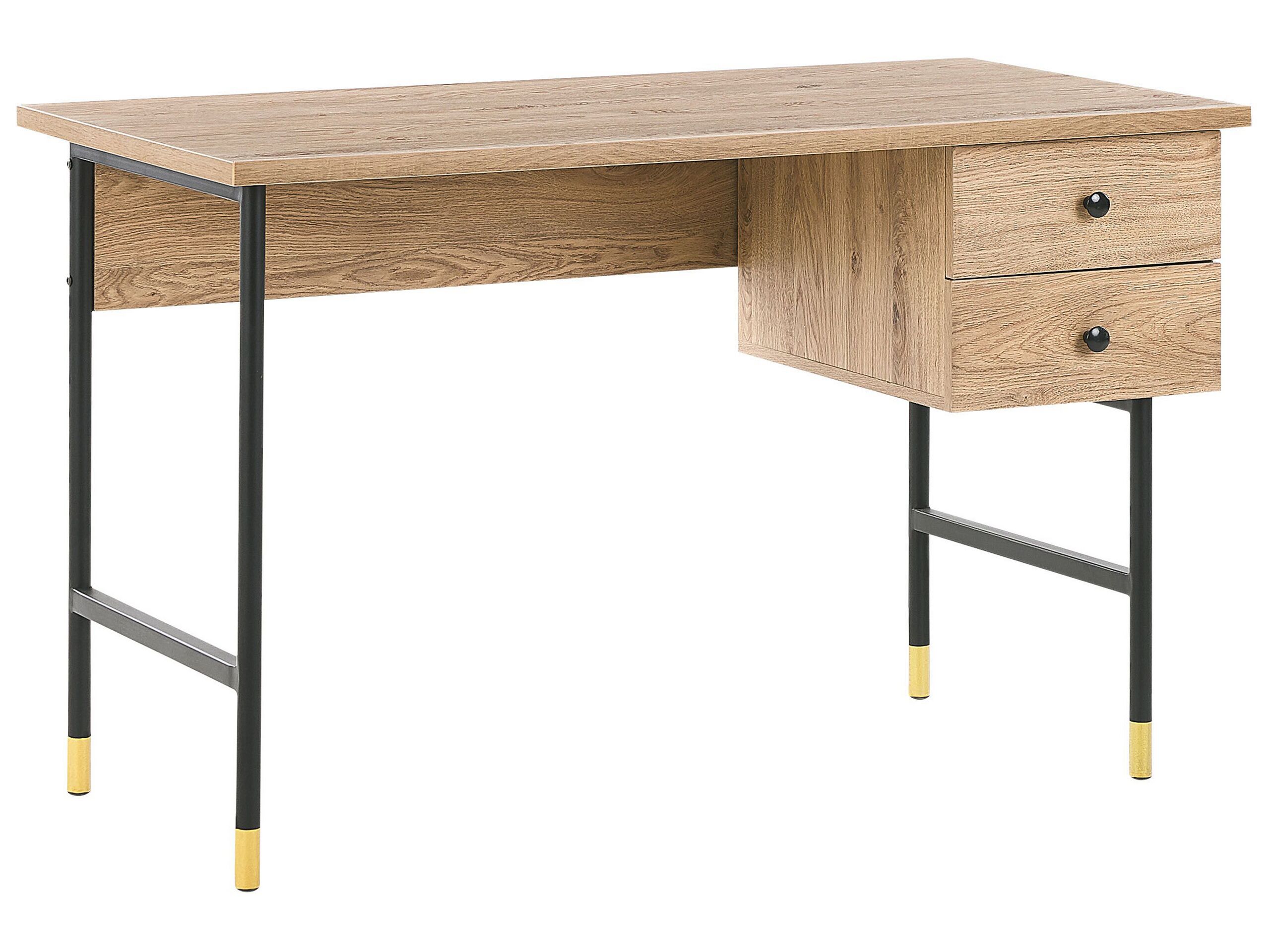 2 Drawer Home Office Desk 120 x 60 cm Light Wood ABILEN - Gemini Interiors