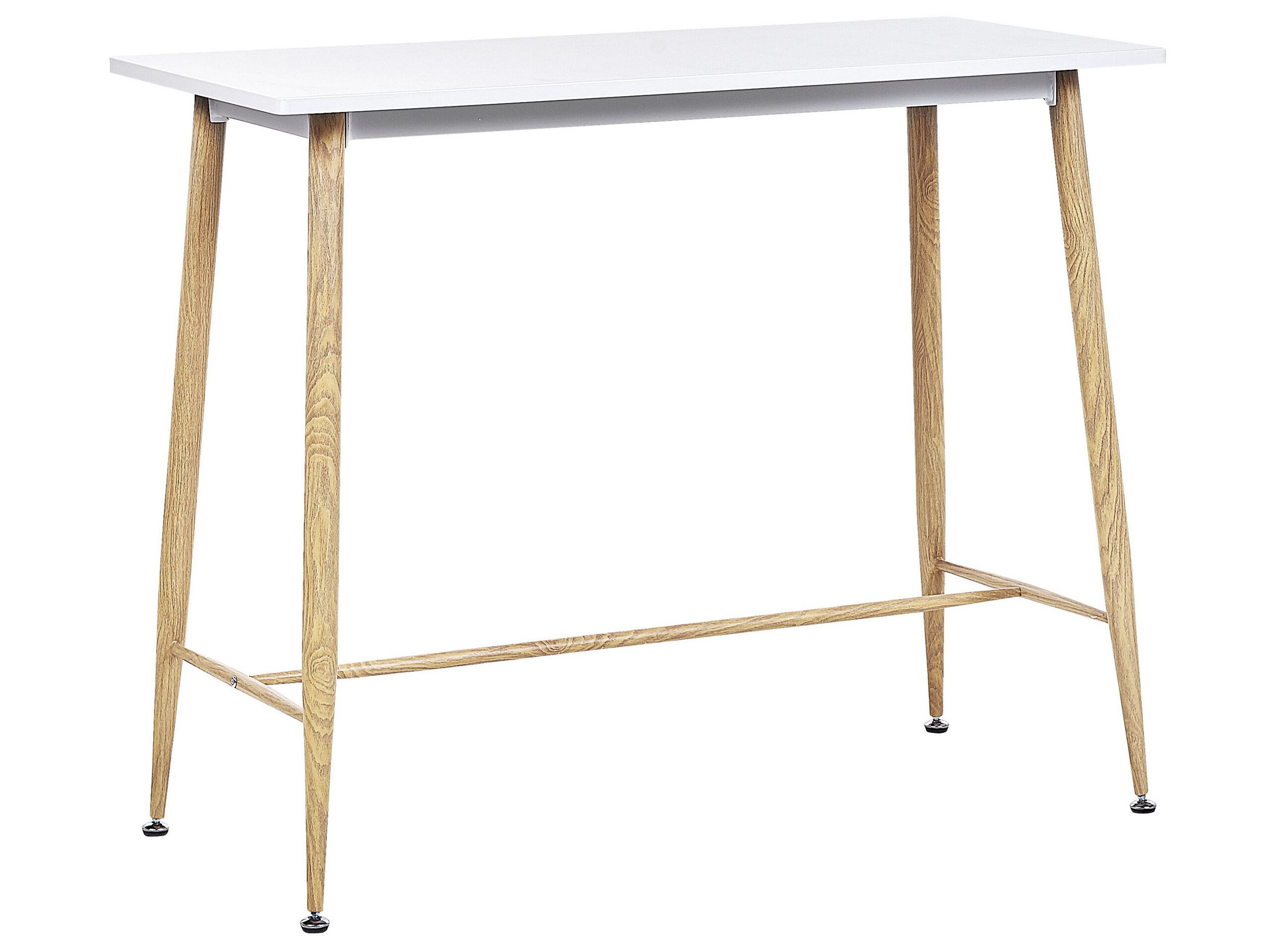 Bar Table 90 x 50 cm White and Light Wood CHAVES - Gemini Interiors