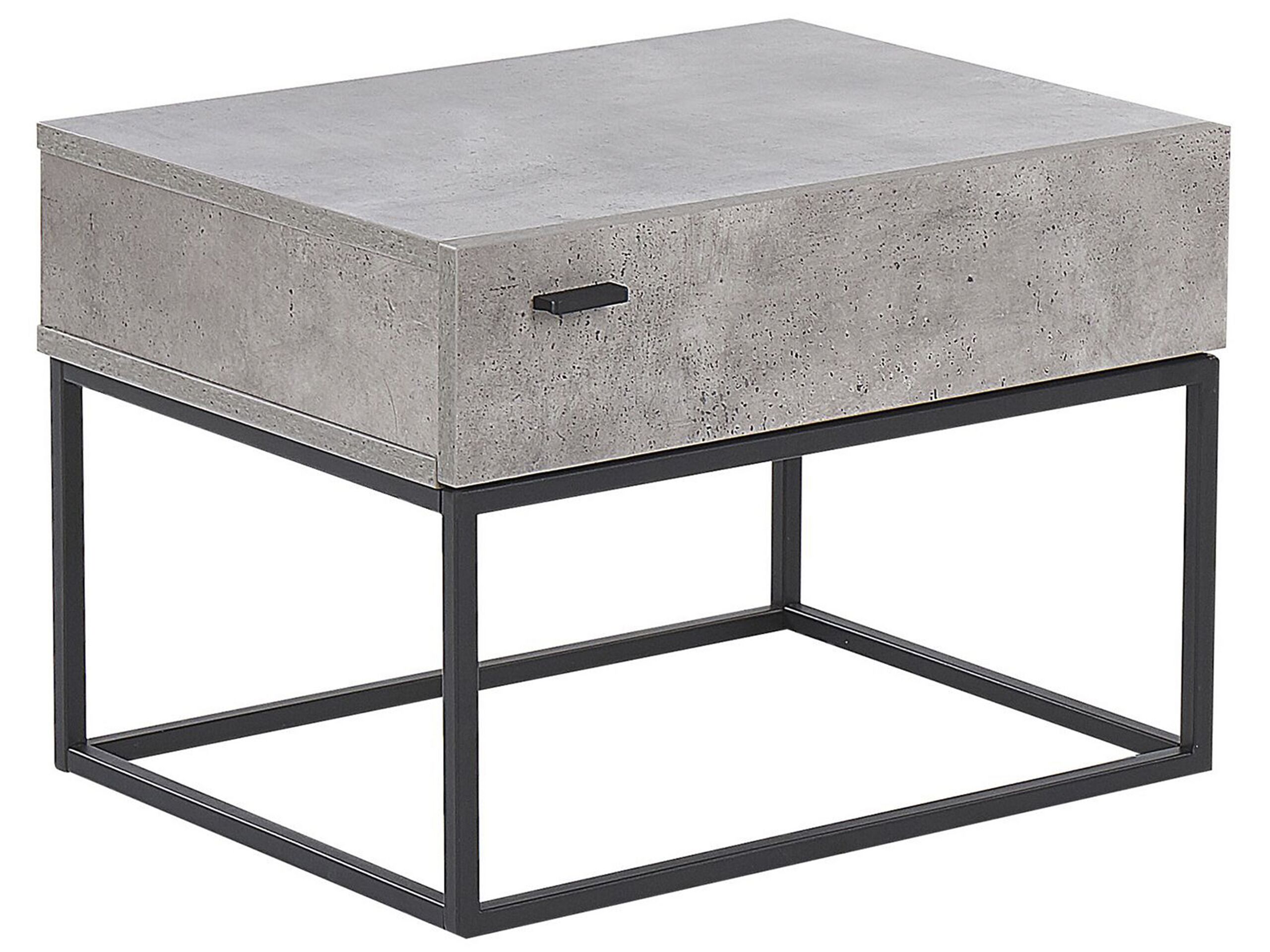 Bedside Table - CLACTON 1 Drawer Nightstand Grey and Black 55cm - Gemini Interiors