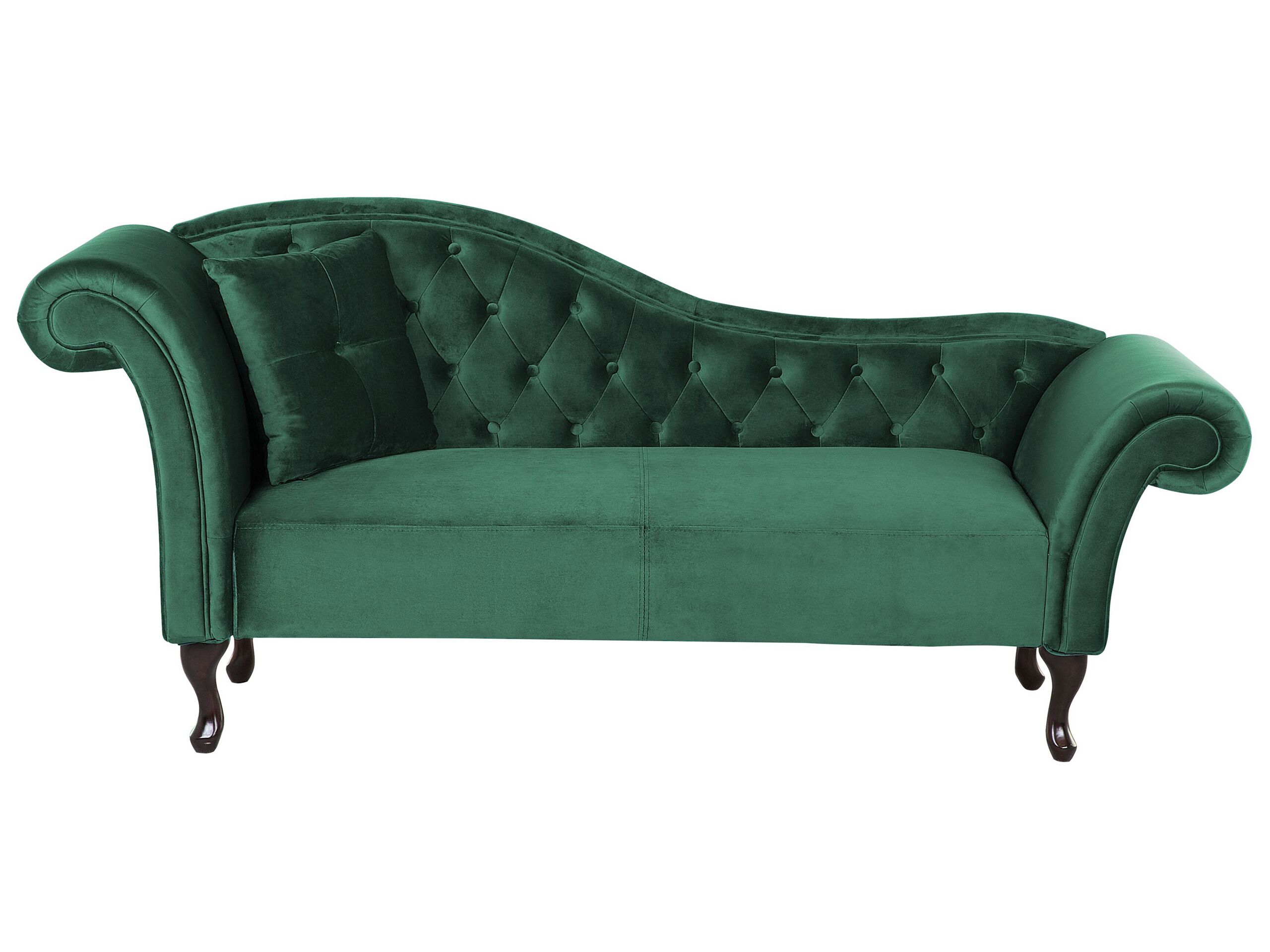 Left Hand Chaise Lounge Velvet Dark Green LATTES - Gemini Interiors