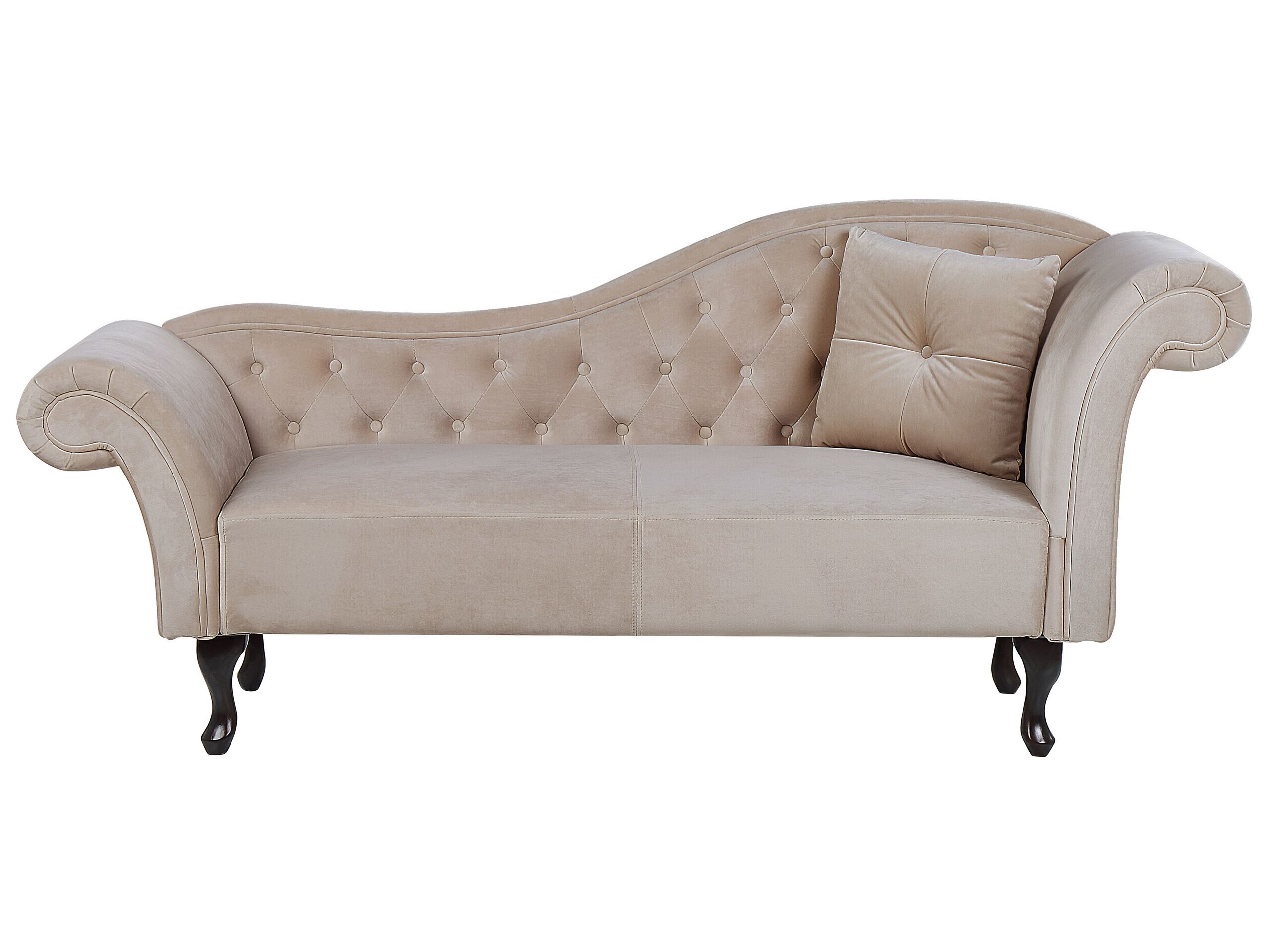 Right Hand Chaise Lounge Velvet Beige LATTES - Gemini Interiors