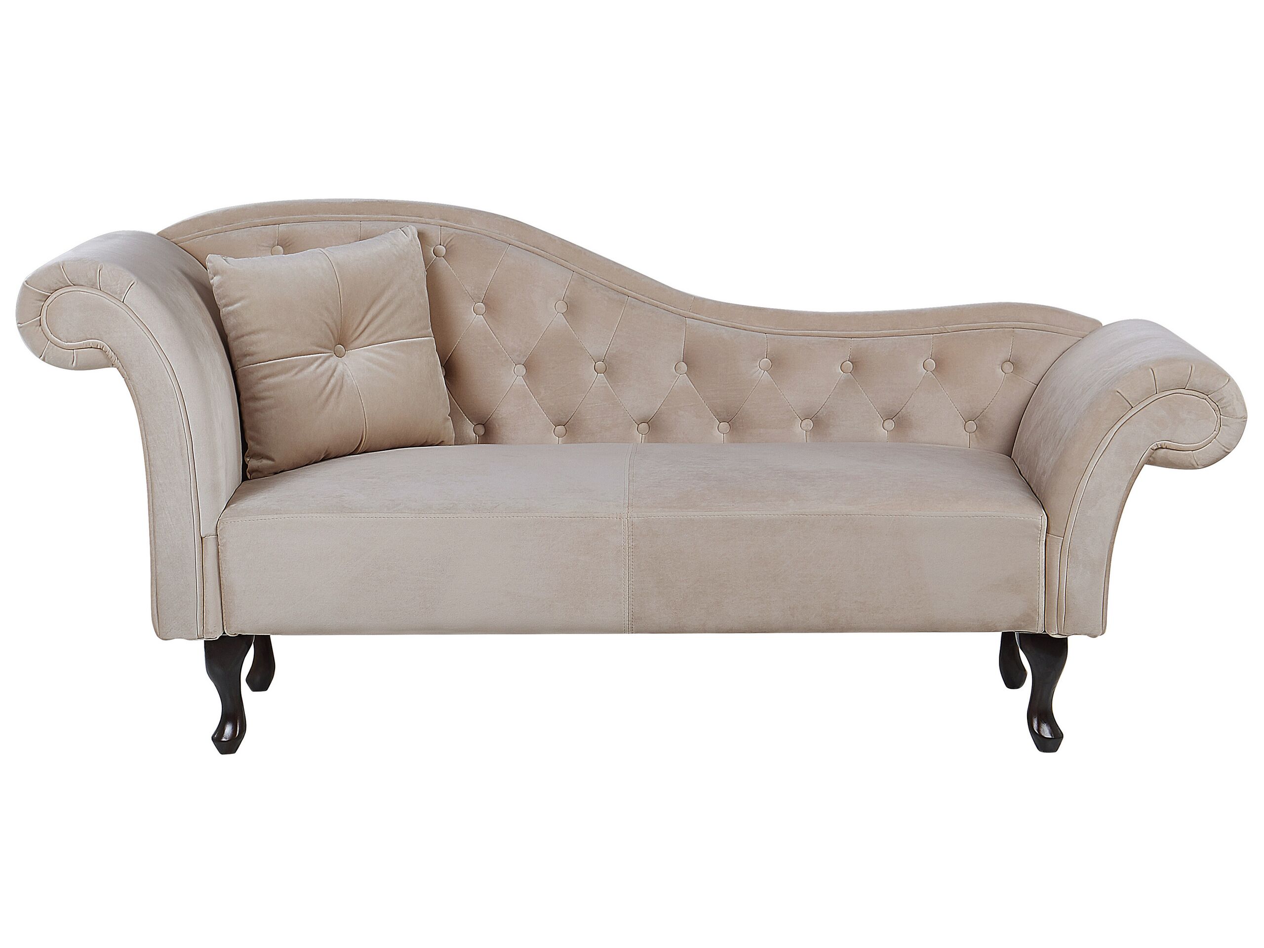 Left Hand Chaise Lounge Velvet Beige LATTES - Gemini Interiors