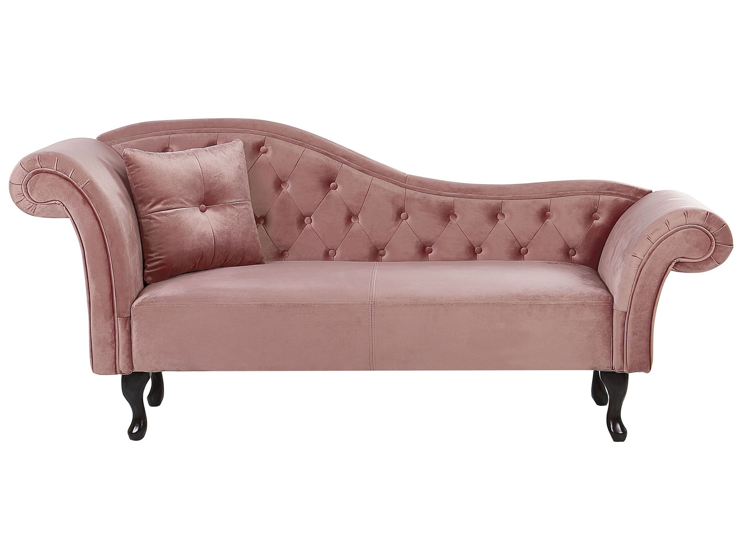 Left Hand Chaise Lounge Velvet Pink LATTES - Gemini Interiors