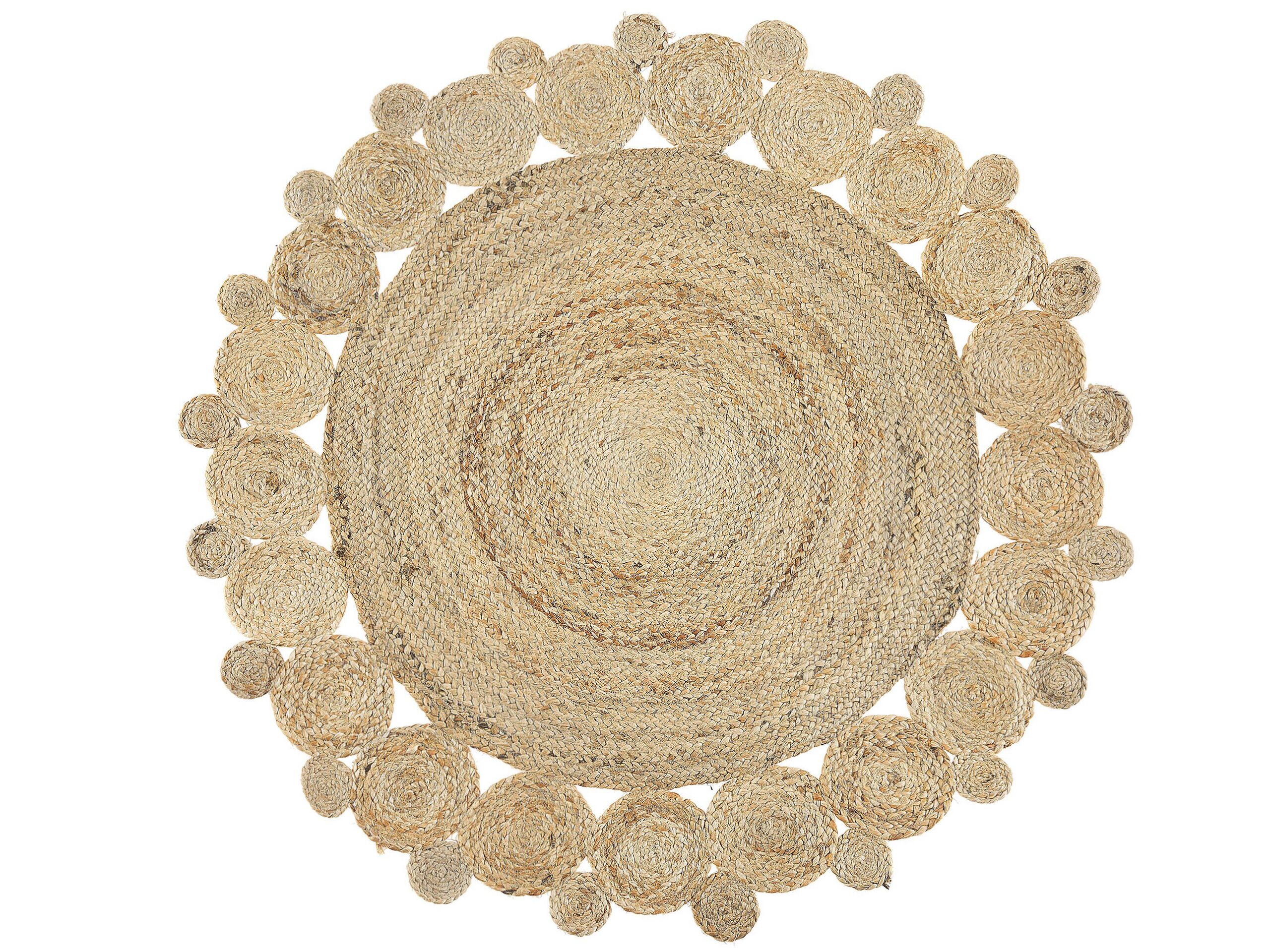 Round Jute Area Rug 120cm Beige - Gemini Interiors