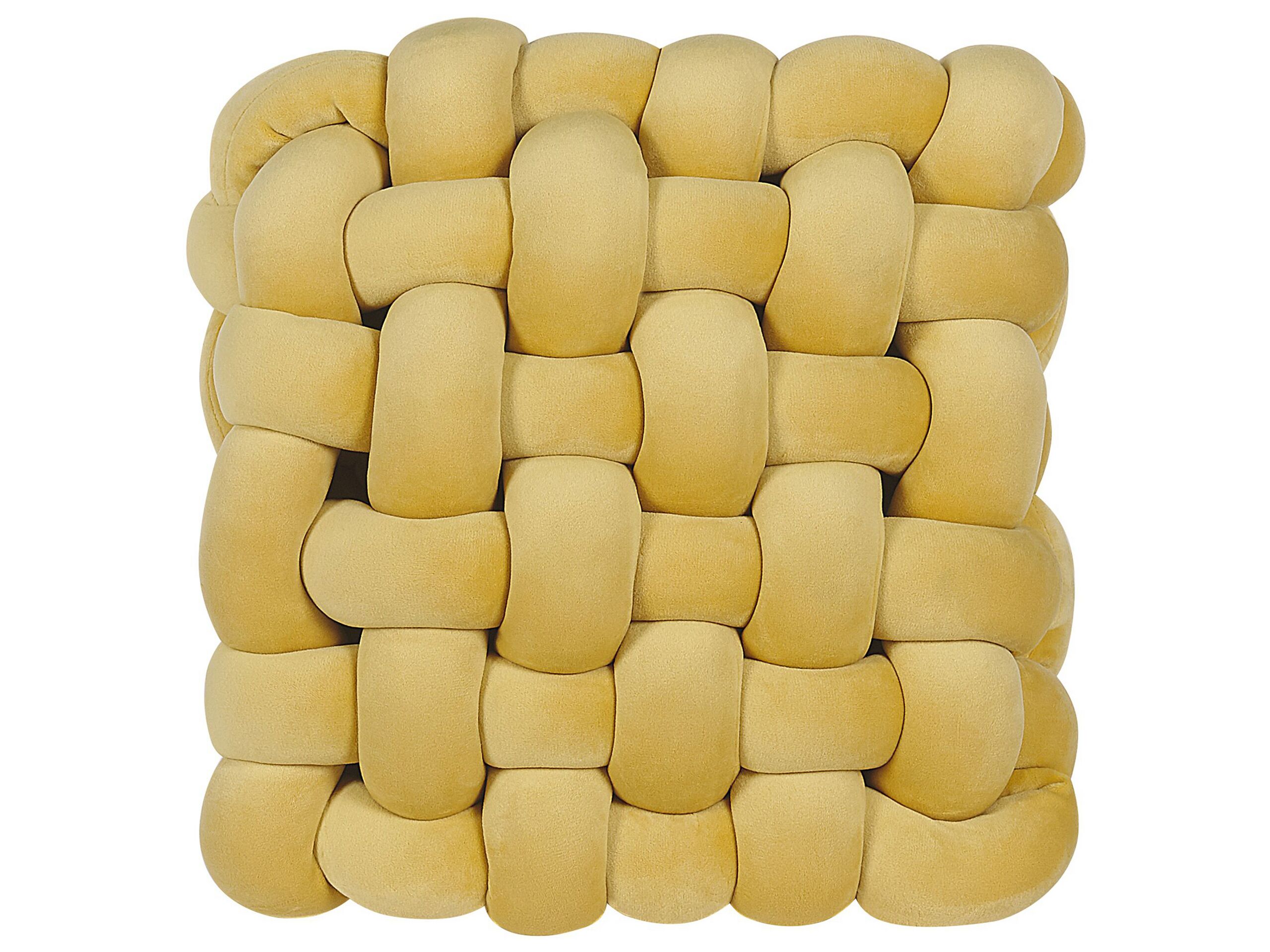 Velvet Knot Cushion 30x30cm Yellow - Gemini Interiors