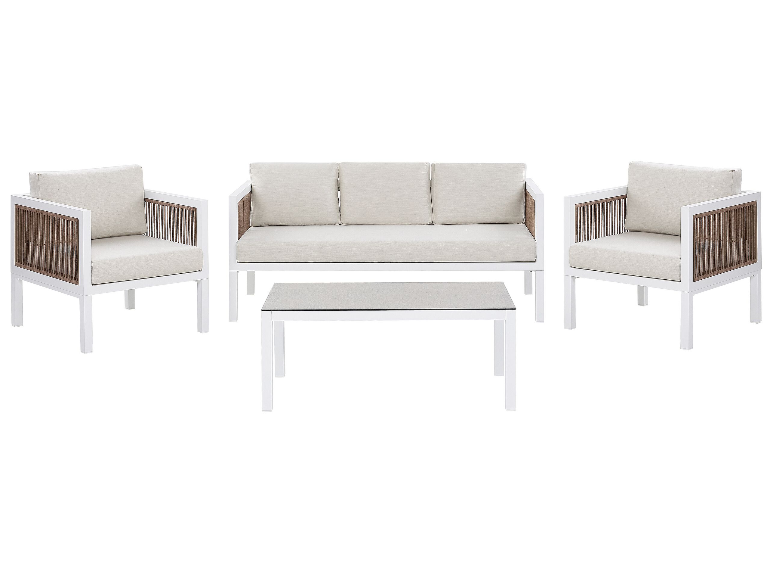 5 Seater Garden Sofa Set White and Brown BORELLO - Gemini Interiors