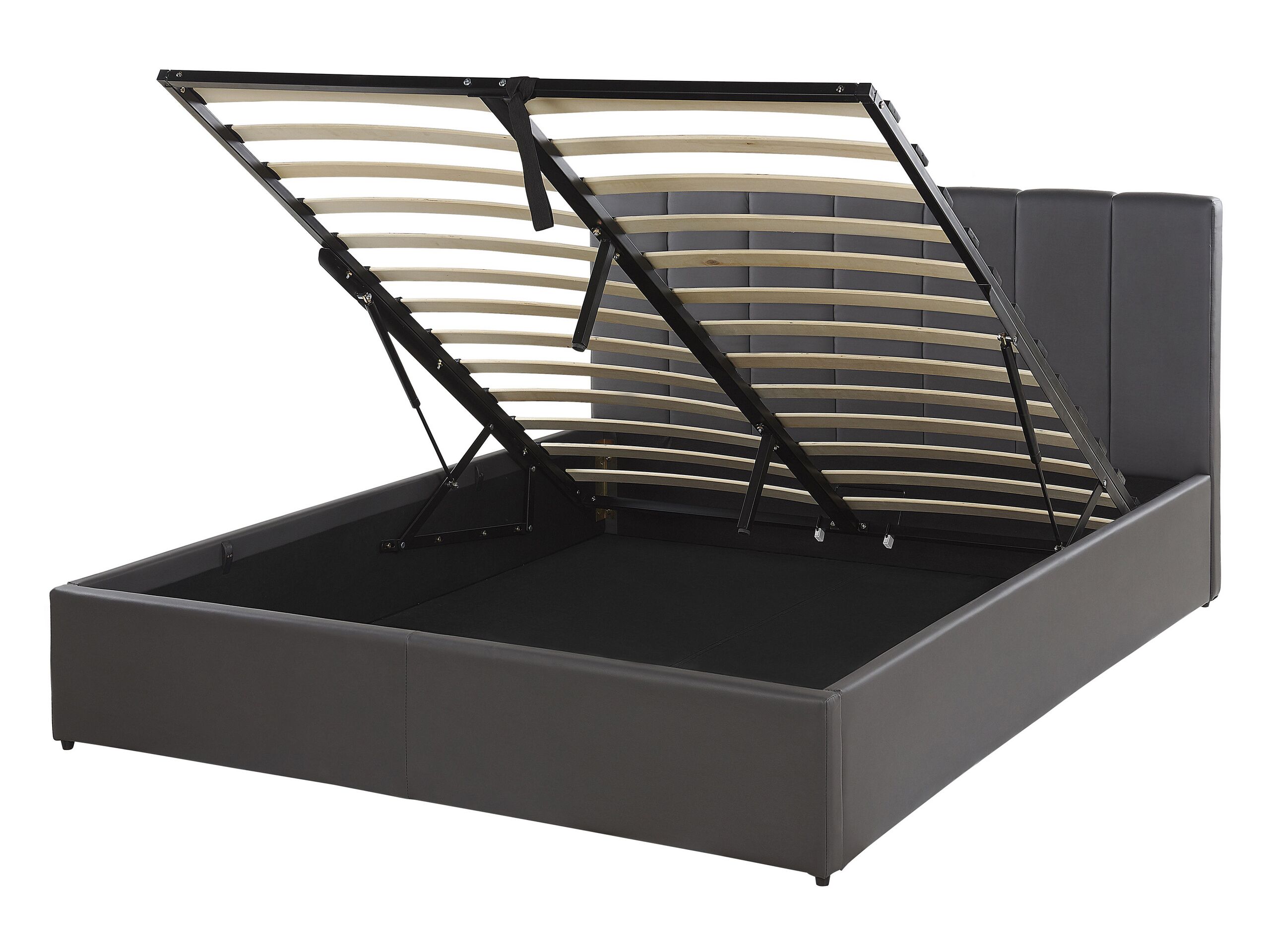Faux Leather EU Double Size Ottoman Bed Grey DREUX - Gemini Interiors