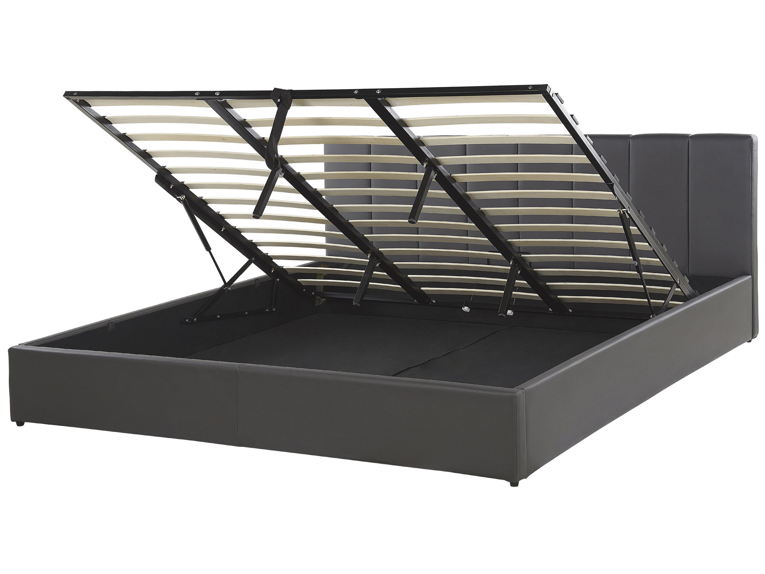 Faux Leather EU Super King Size Ottoman Bed Grey DREUX - Gemini Interiors