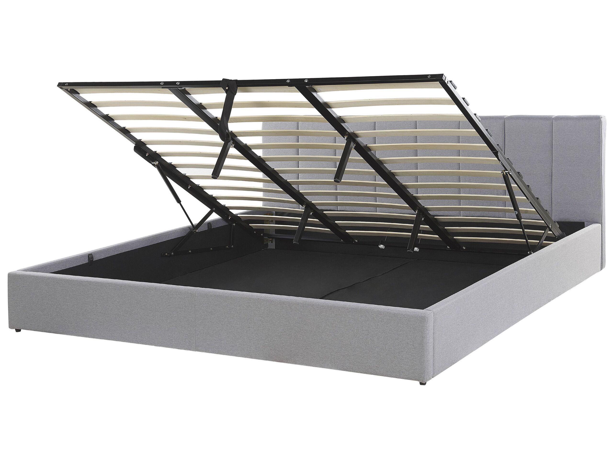 Fabric EU Super King Size Ottoman Bed Light Grey DREUX - Gemini Interiors