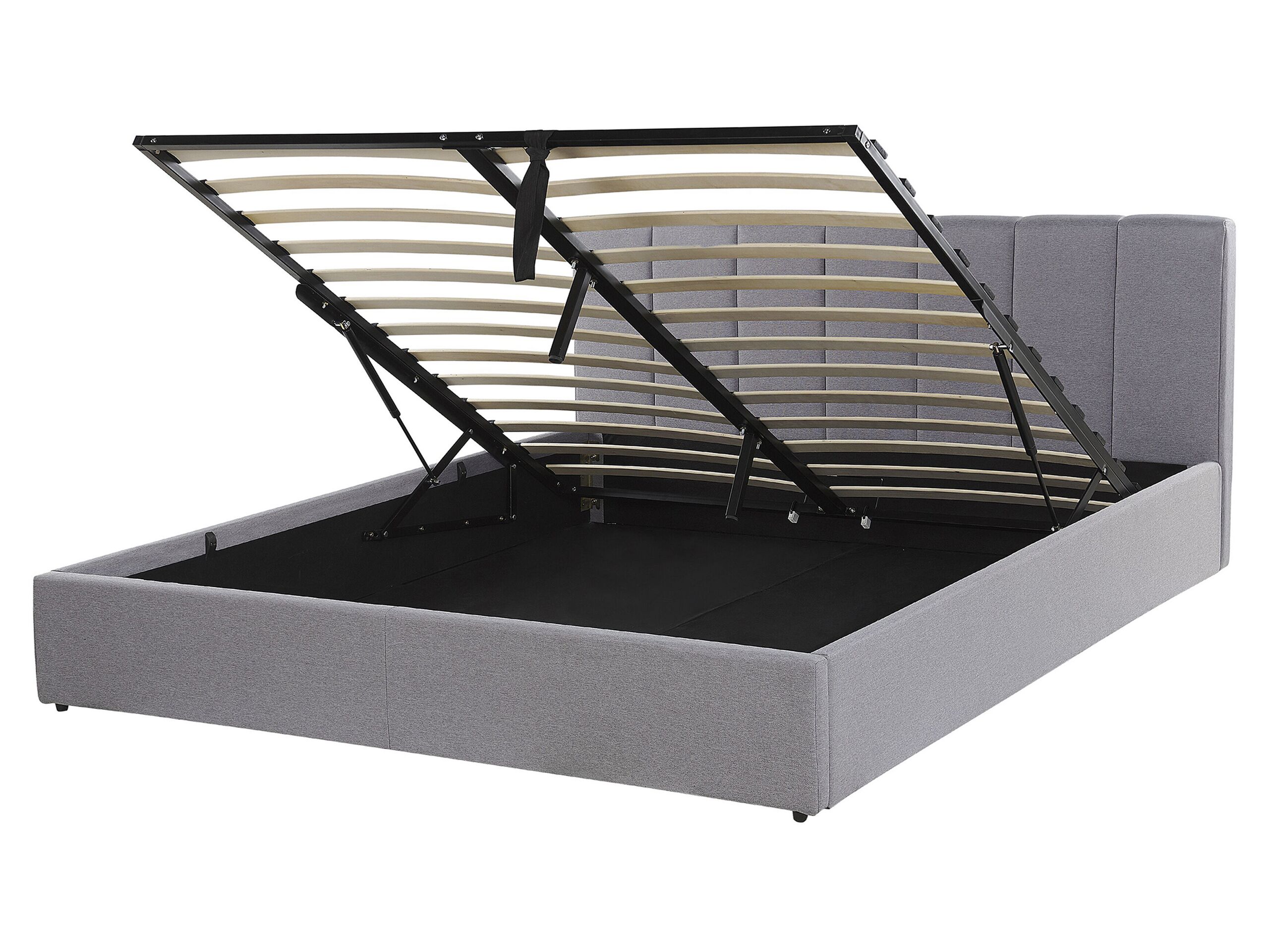 Fabric EU King Size Ottoman Bed Light Grey DREUX - Gemini Interiors