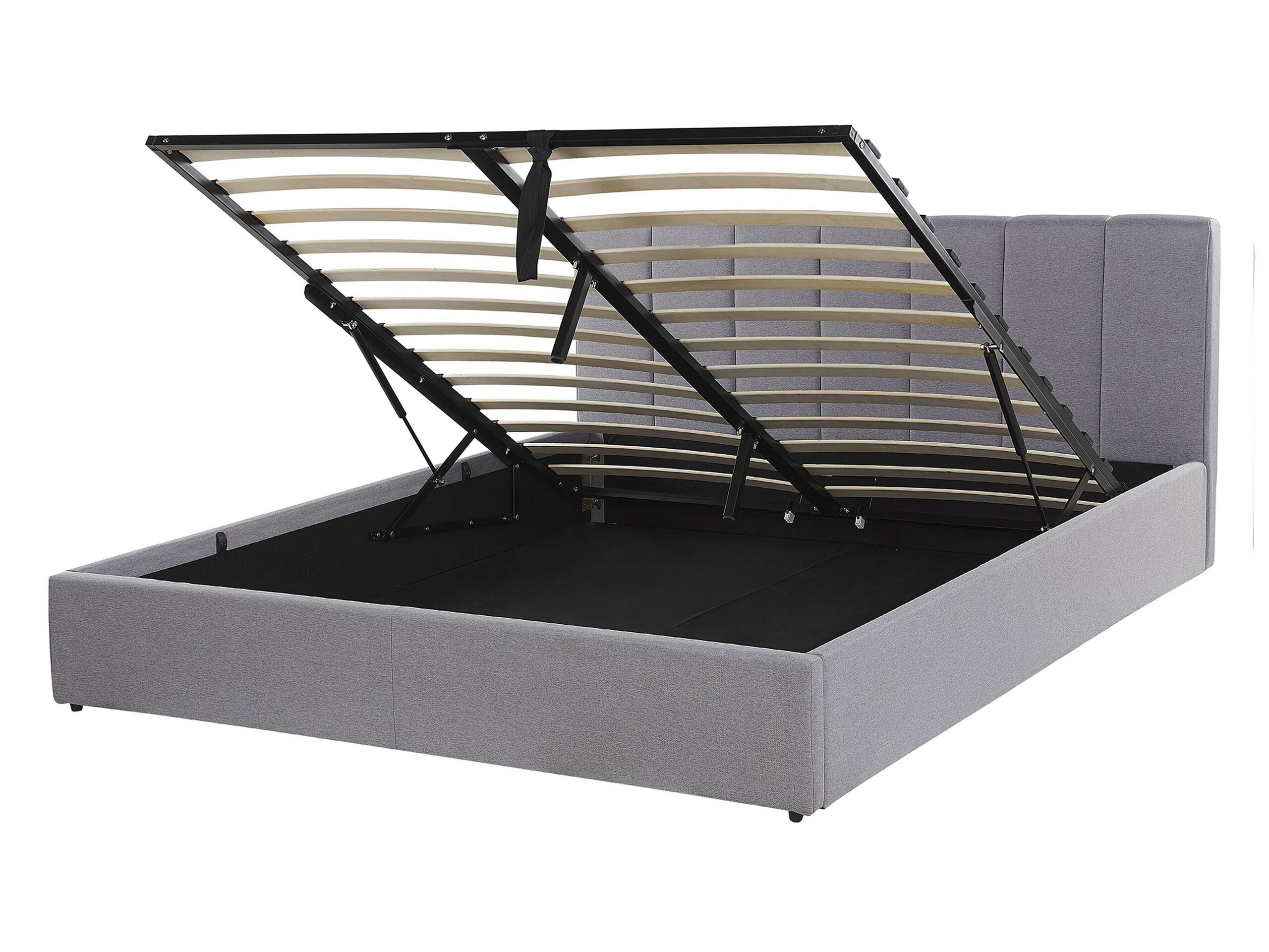 Fabric EU Double Size Ottoman Bed Light Grey DREUX - Gemini Interiors