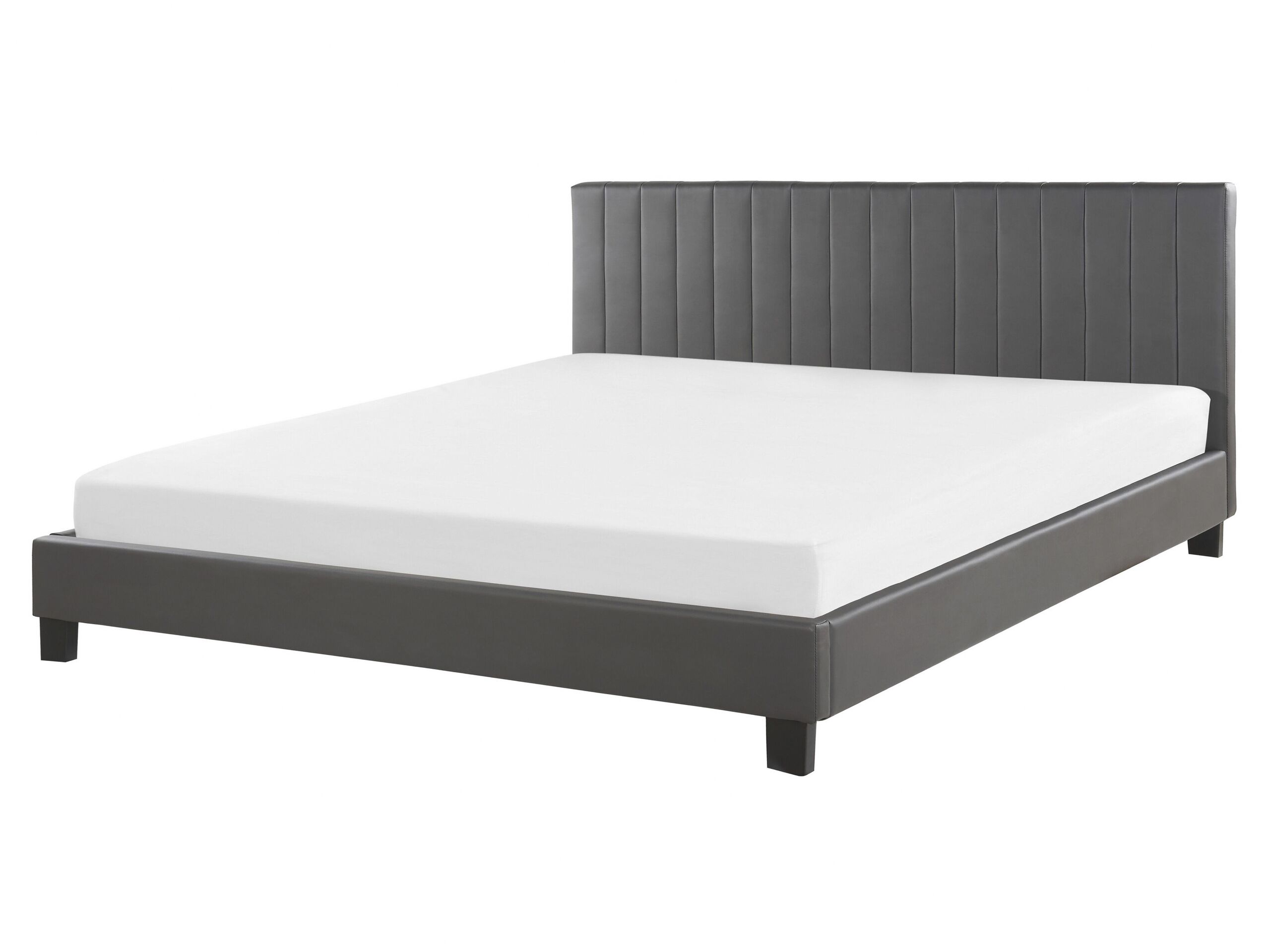Faux Leather EU King Size Bed Grey POITIERS - Gemini Interiors