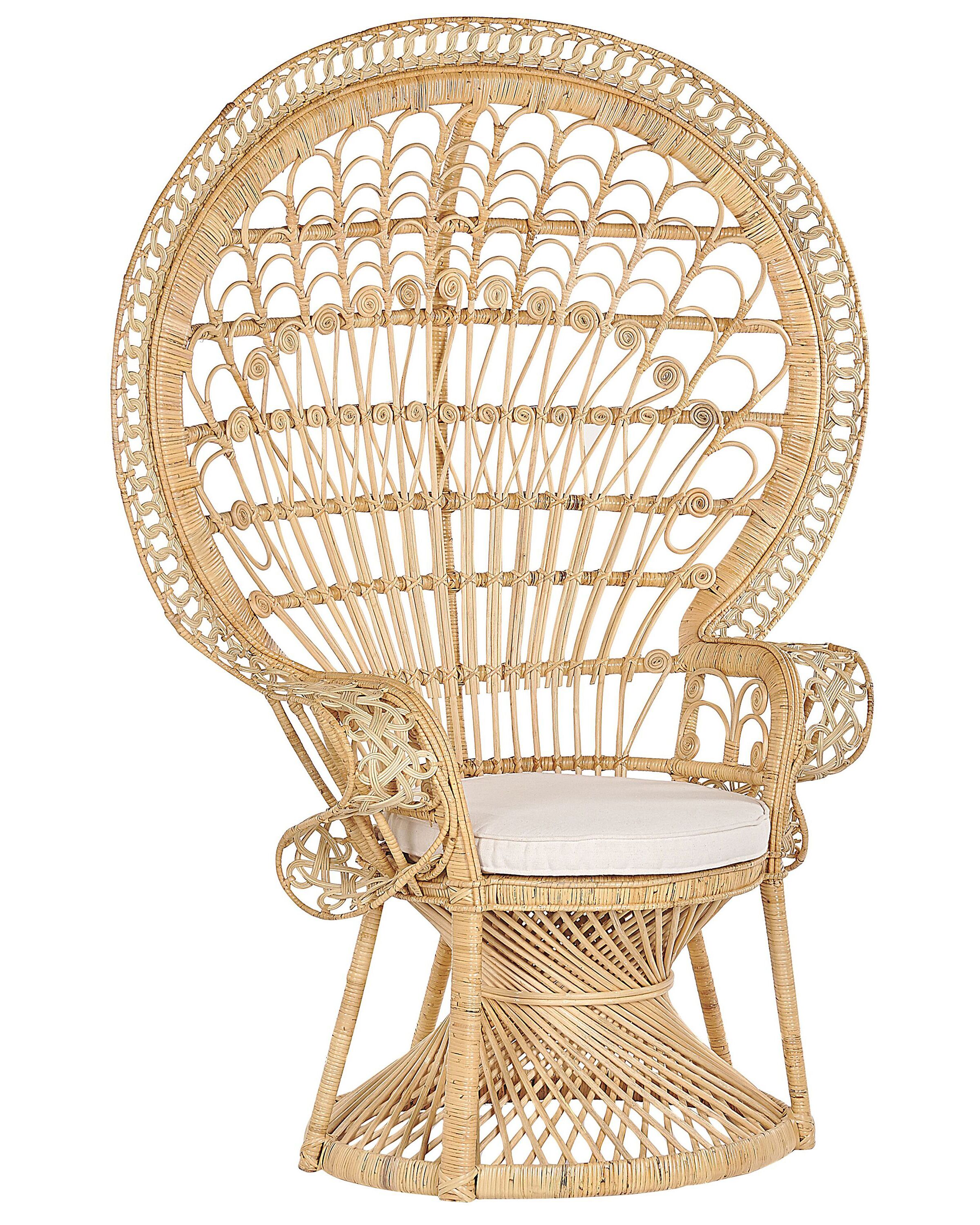 Rattan Peacock Chair Natural EMMANUELLE - Gemini Interiors