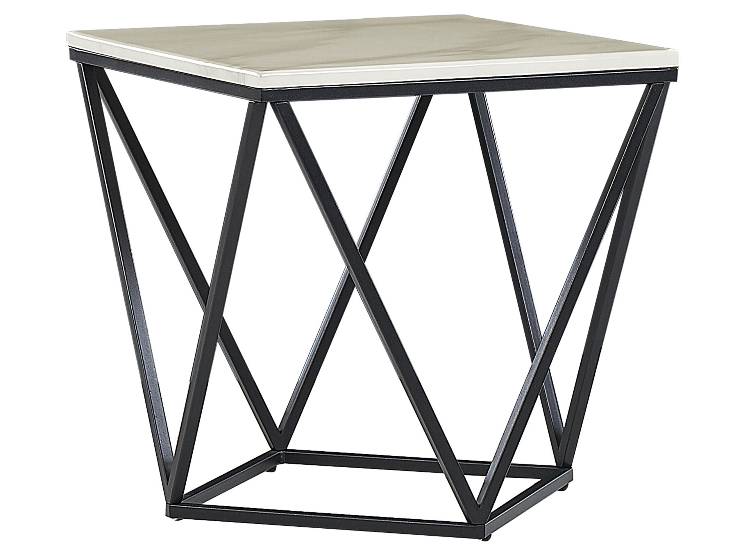 Marble Effect Side Table Beige and Black MALIBU - Gemini Interiors