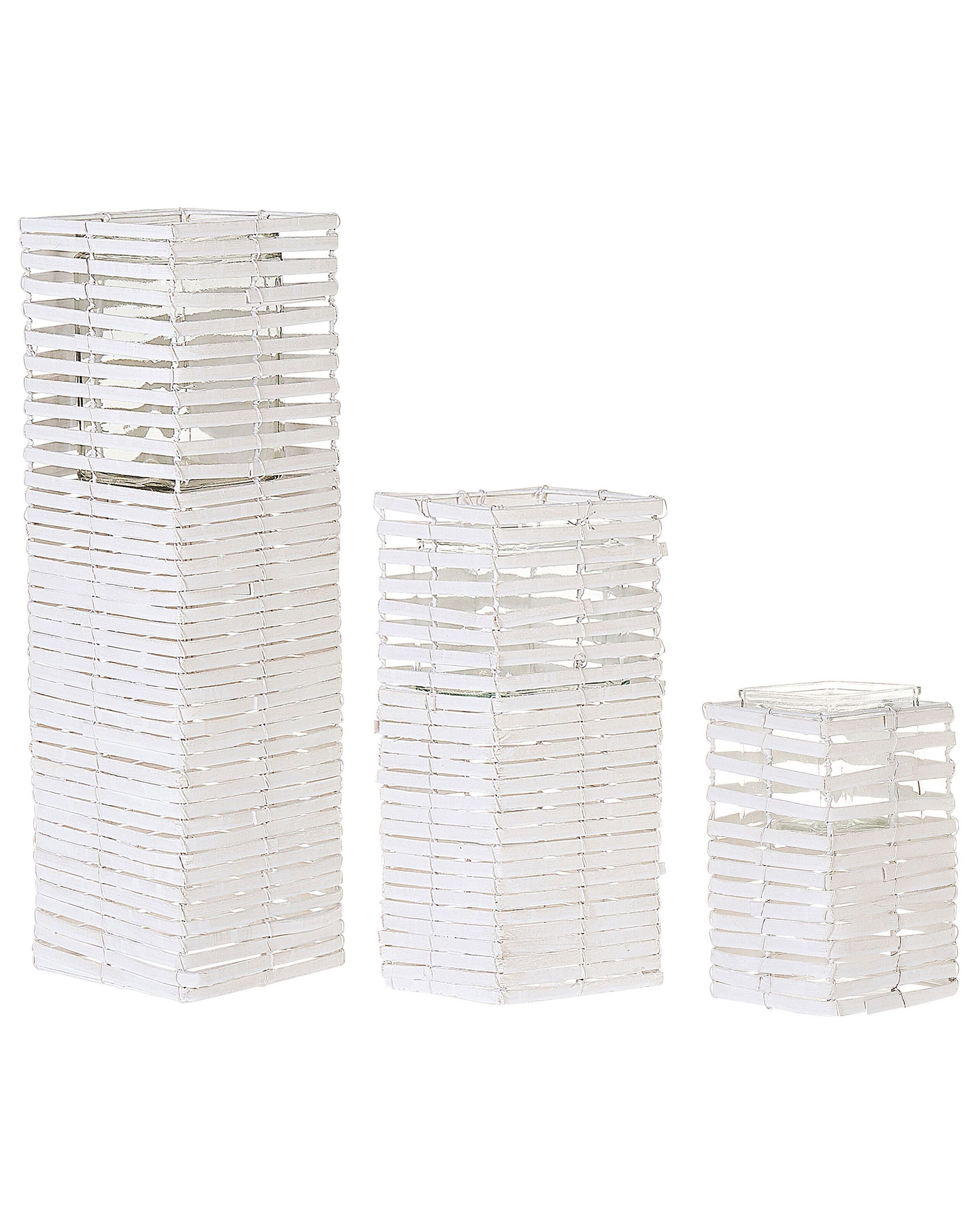 Set of 3 Candle Holders White - Gemini Interiors