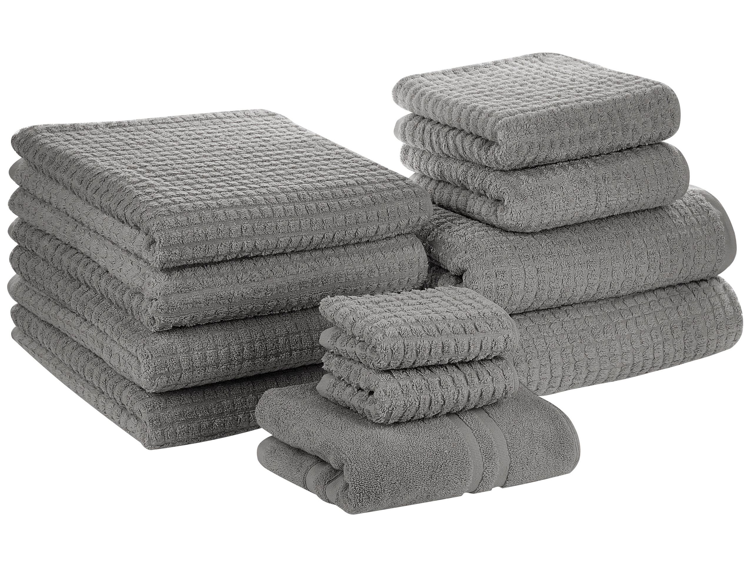 Set of 11 Cotton Towels Grey ATAI - Gemini Interiors