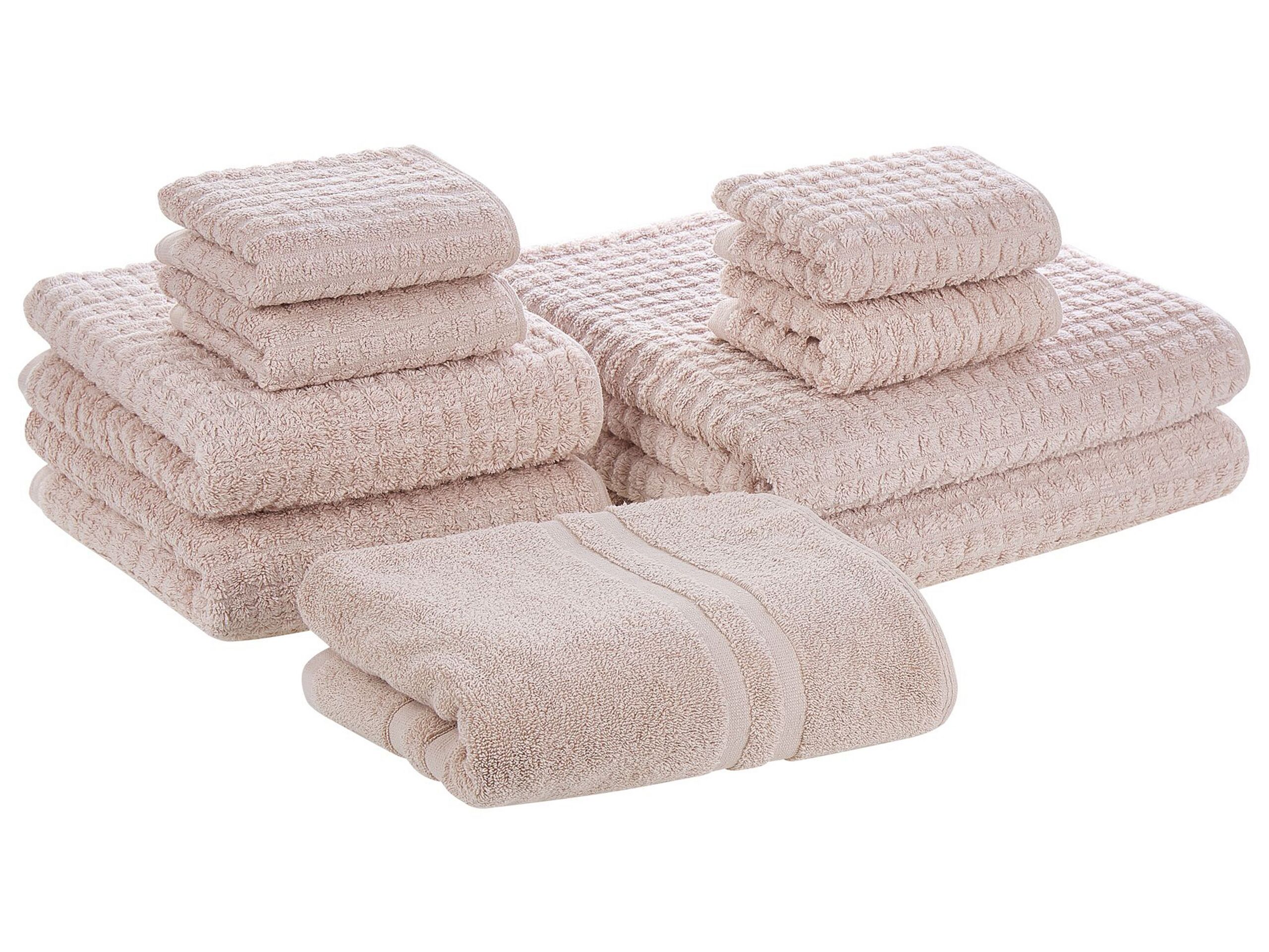 Set of 9 Cotton Towels Pink ATAI - Gemini Interiors