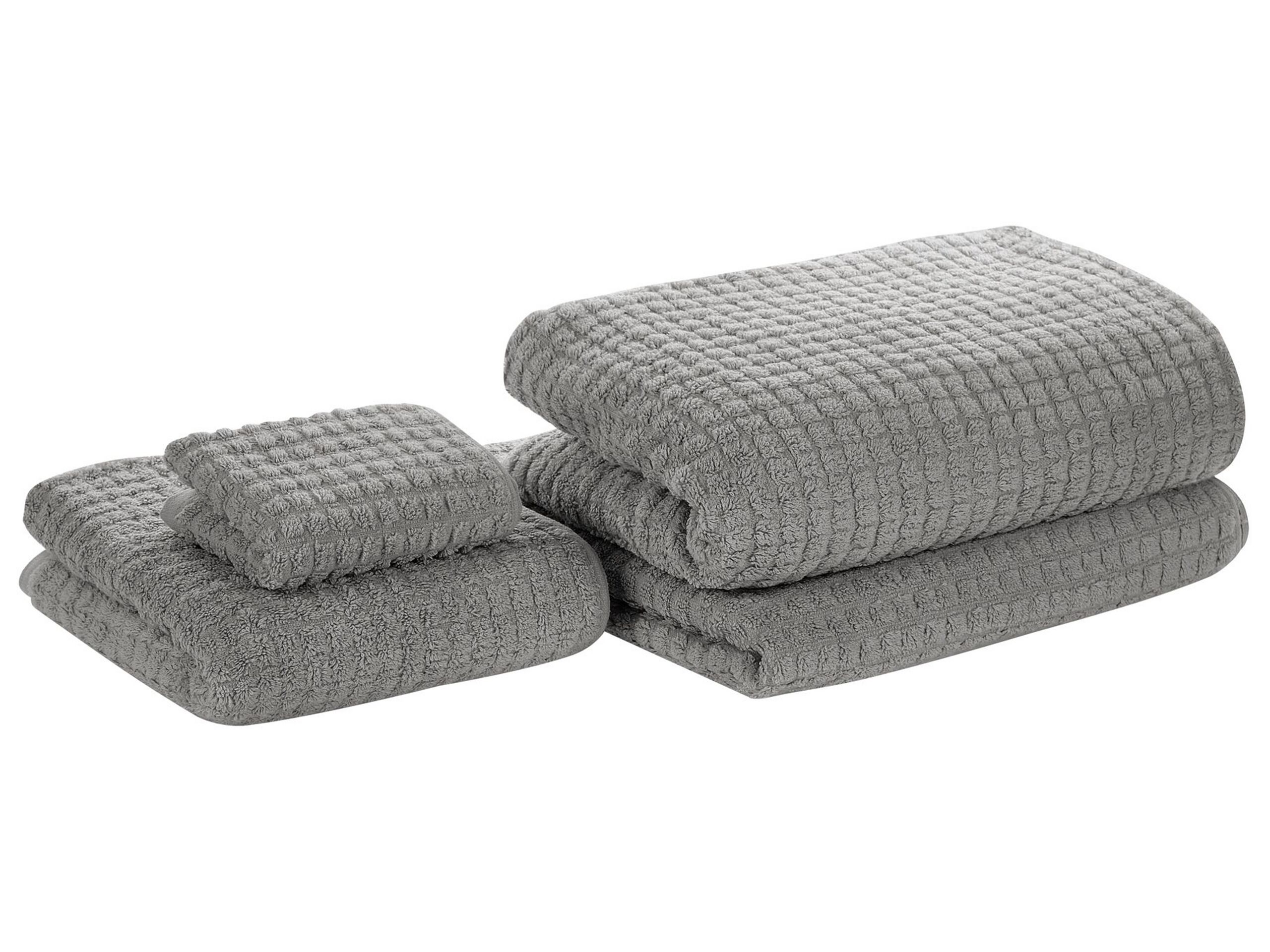 Set of 4 Cotton Towels Grey ATAI - Gemini Interiors