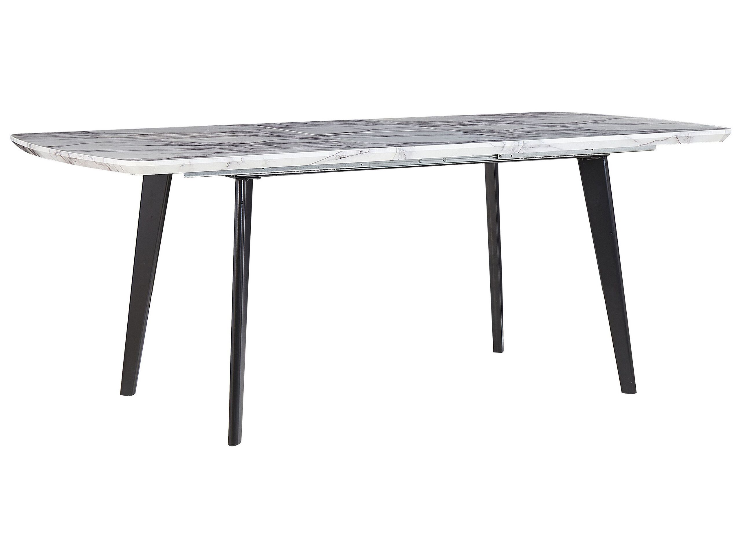 Extending Dining Table 160/200 x 90 cm Marble Effect with Black MOSBY - Gemini Interiors
