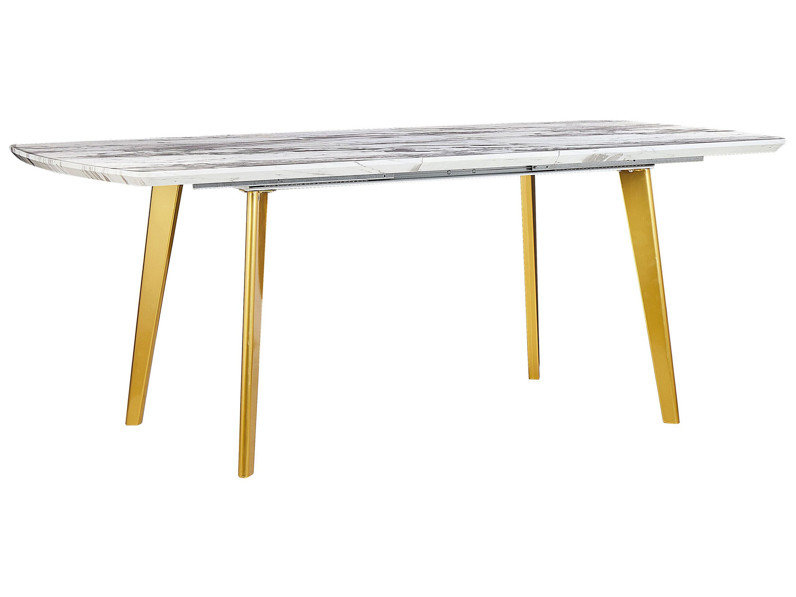 Extending Dining Table 160/200 x 90 cm Marble Effect with Gold MOSBY - Gemini Interiors