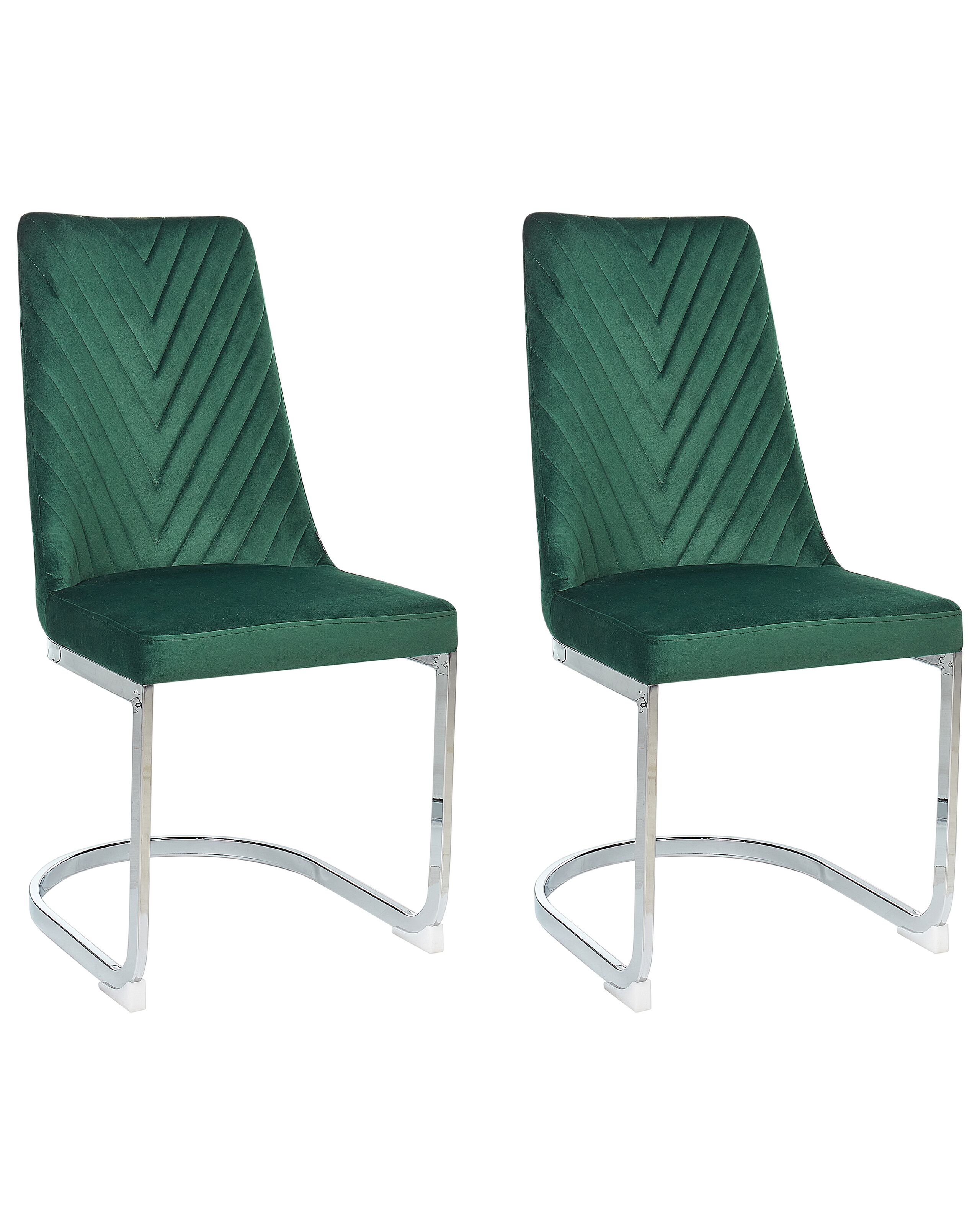 Set of 2 Velvet Dining Chairs Green ALTOONA - Gemini Interiors