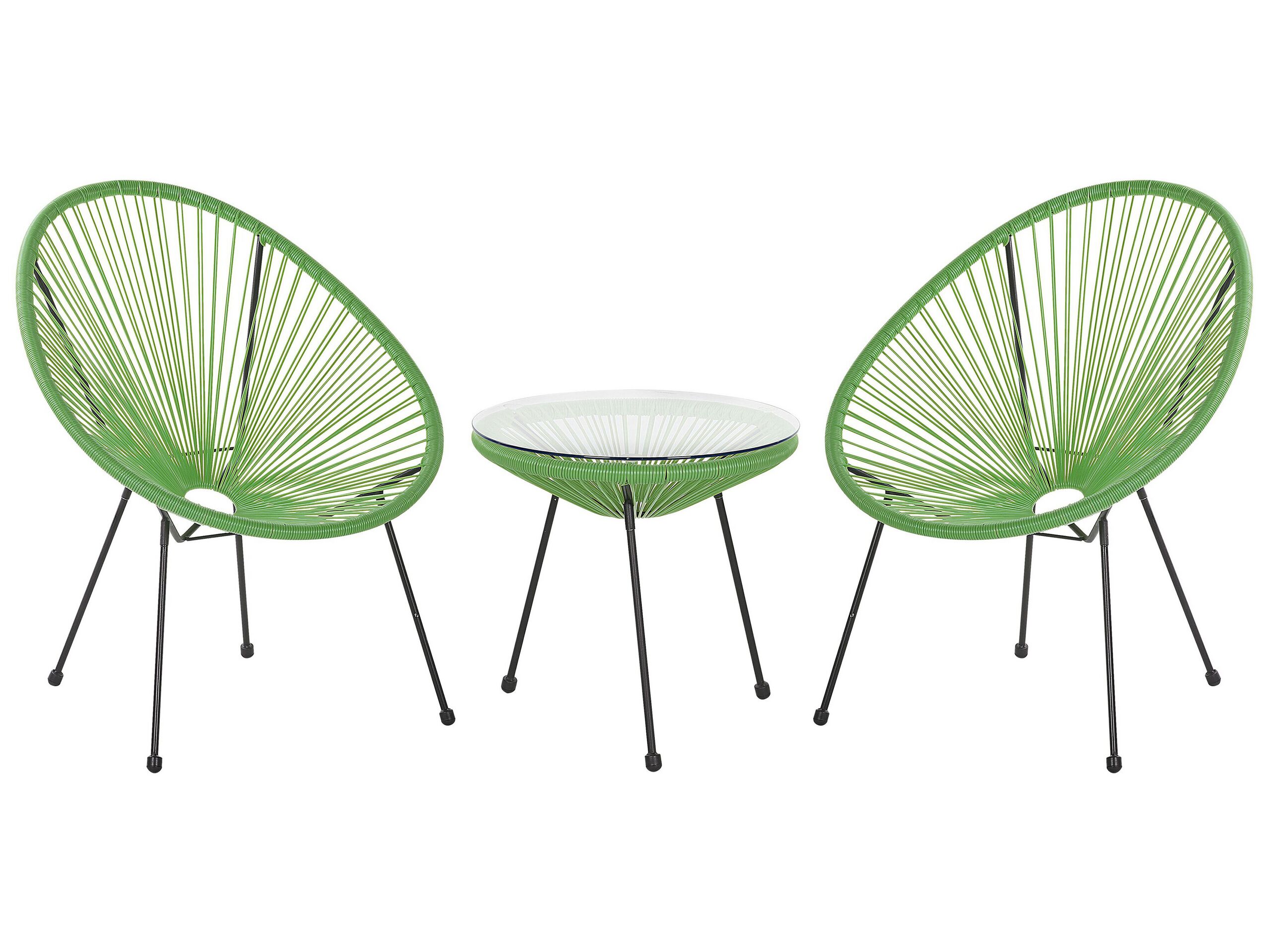 PE Rattan Bistro Set Green ACAPULCO II - Gemini Interiors